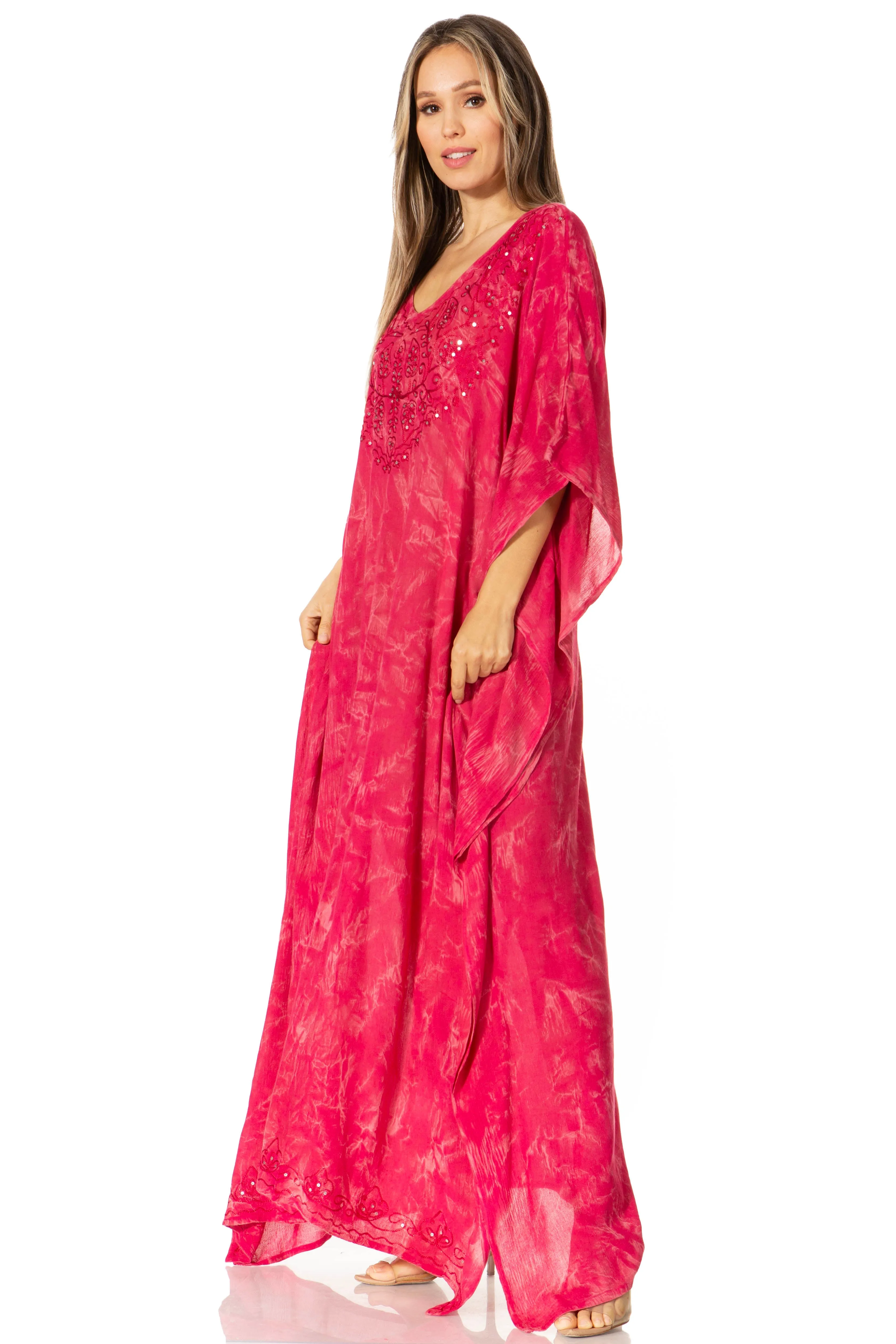 Sakkas Catia Women's Boho-Style Long Maxi Caftan for Lounging and Casual Wear