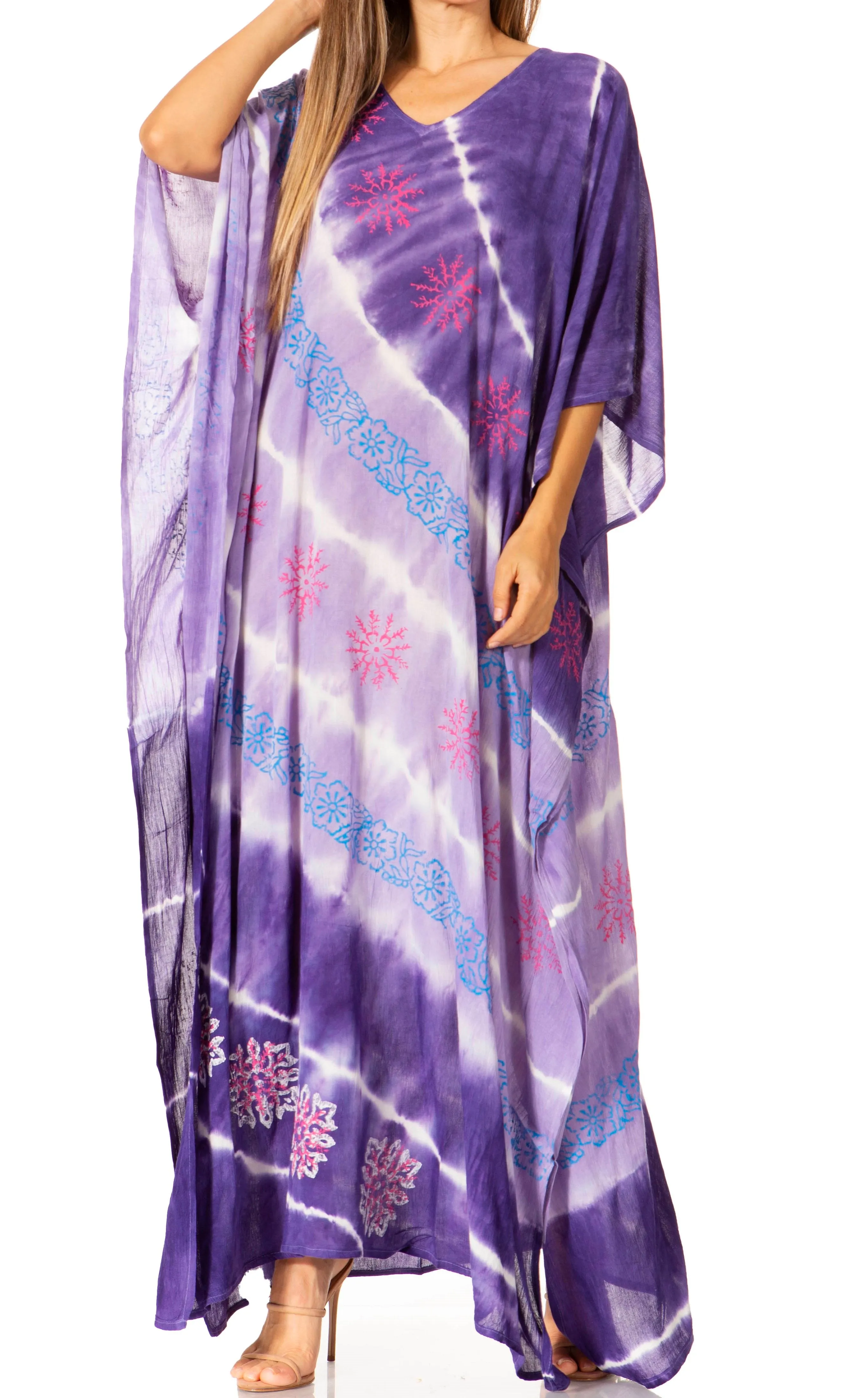 Sakkas Catia Women's Boho-Style Long Maxi Caftan for Lounging and Casual Wear