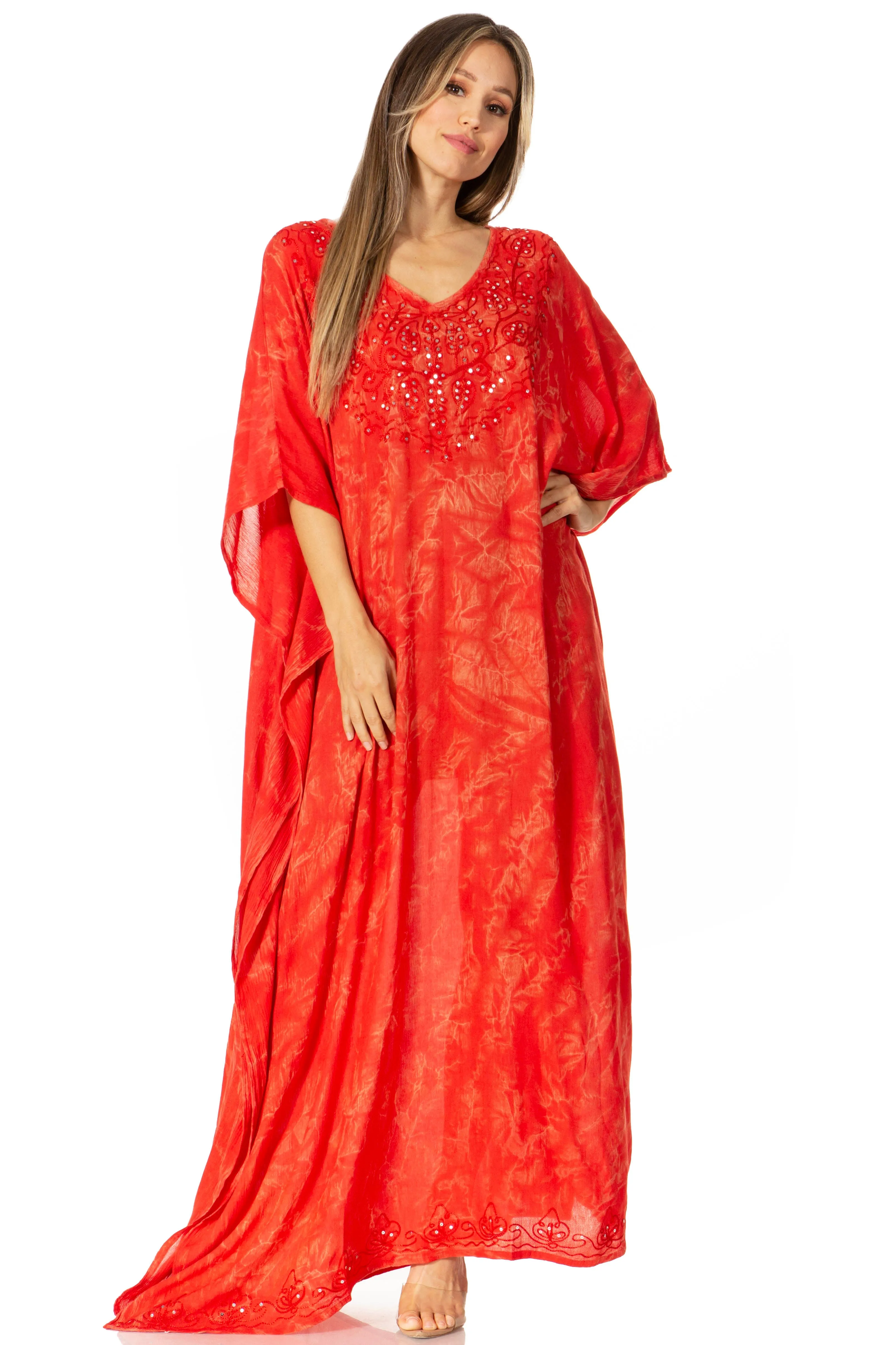 Sakkas Catia Women's Boho-Style Long Maxi Caftan for Lounging and Casual Wear