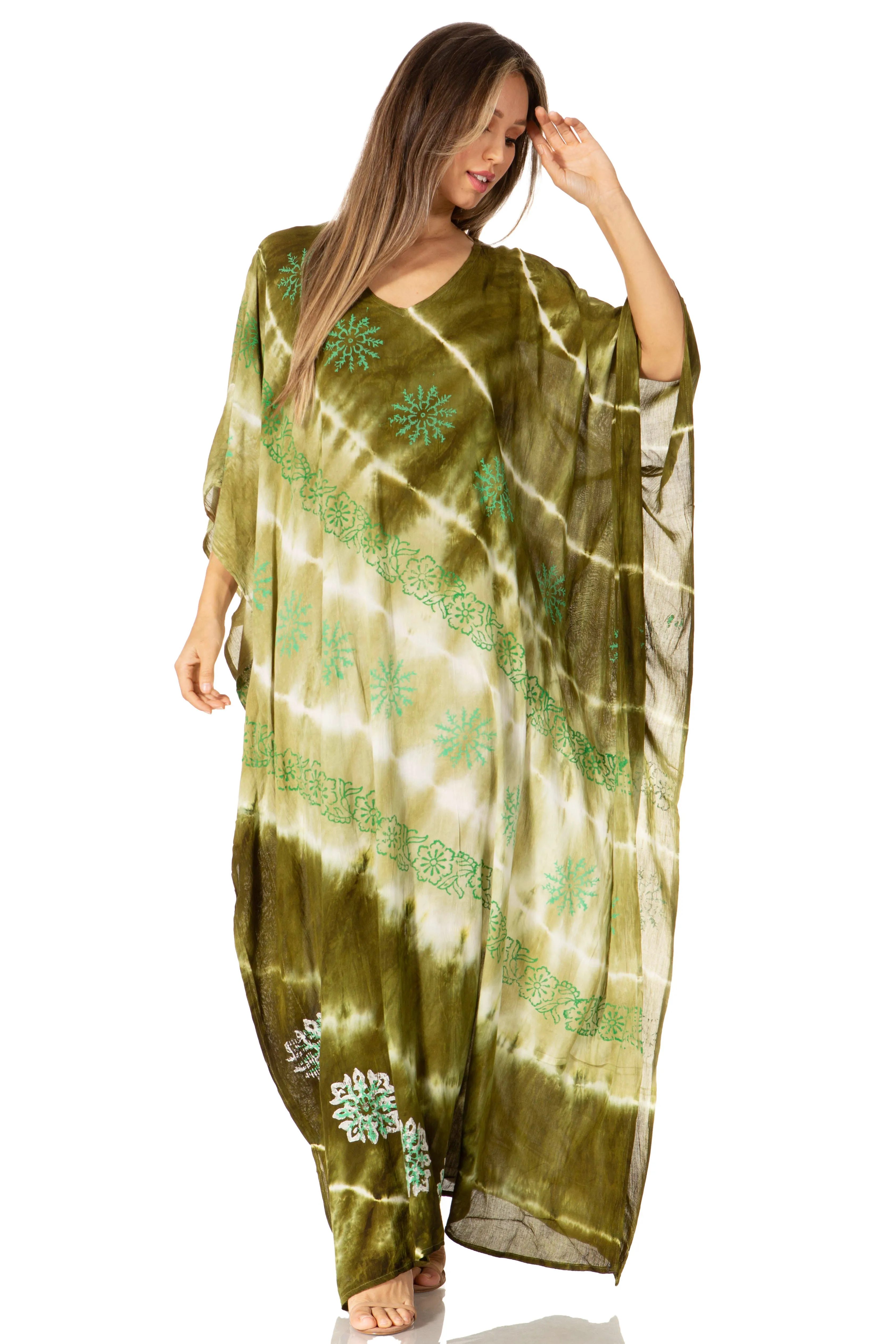 Sakkas Catia Women's Boho-Style Long Maxi Caftan for Lounging and Casual Wear