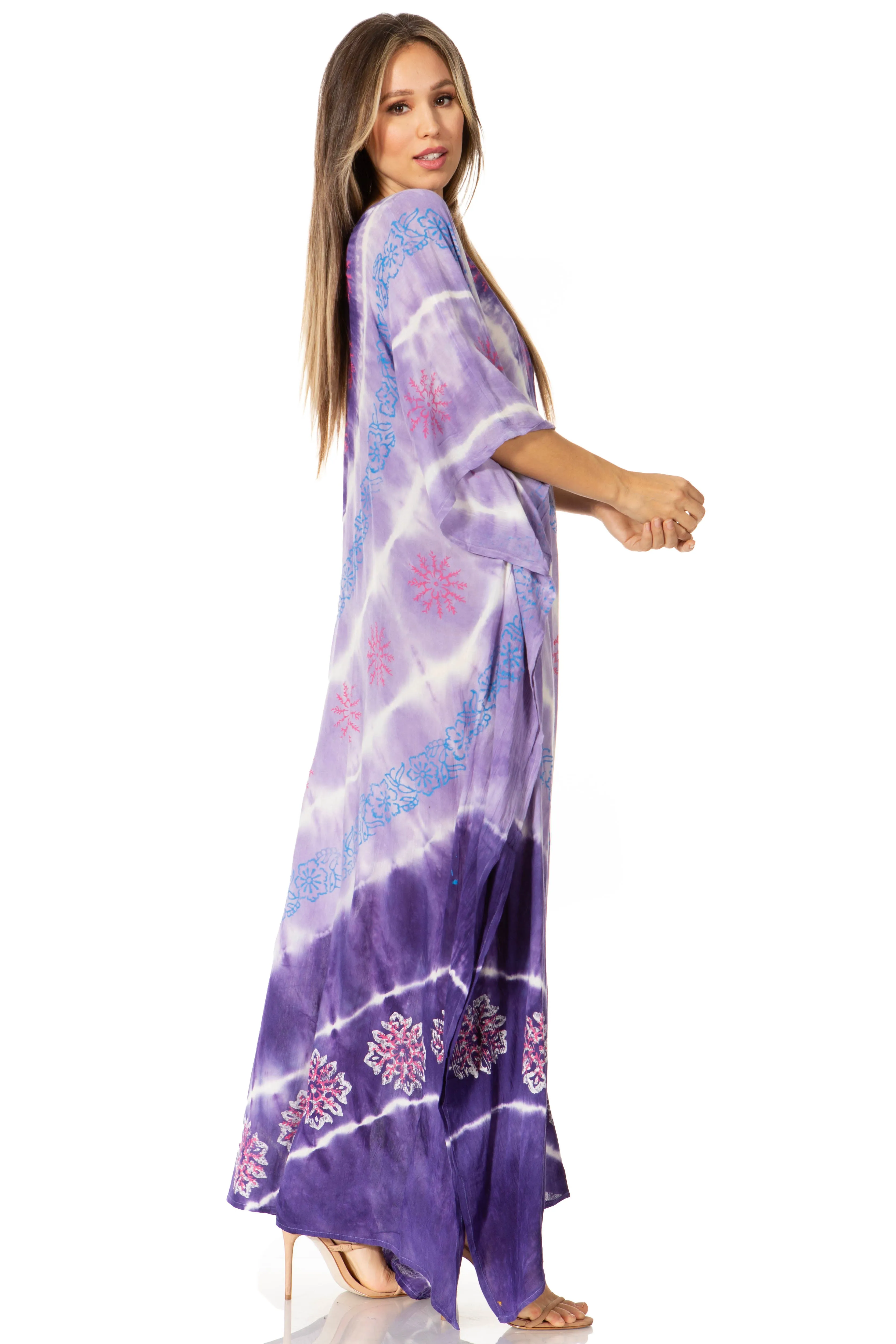 Sakkas Catia Women's Boho-Style Long Maxi Caftan for Lounging and Casual Wear