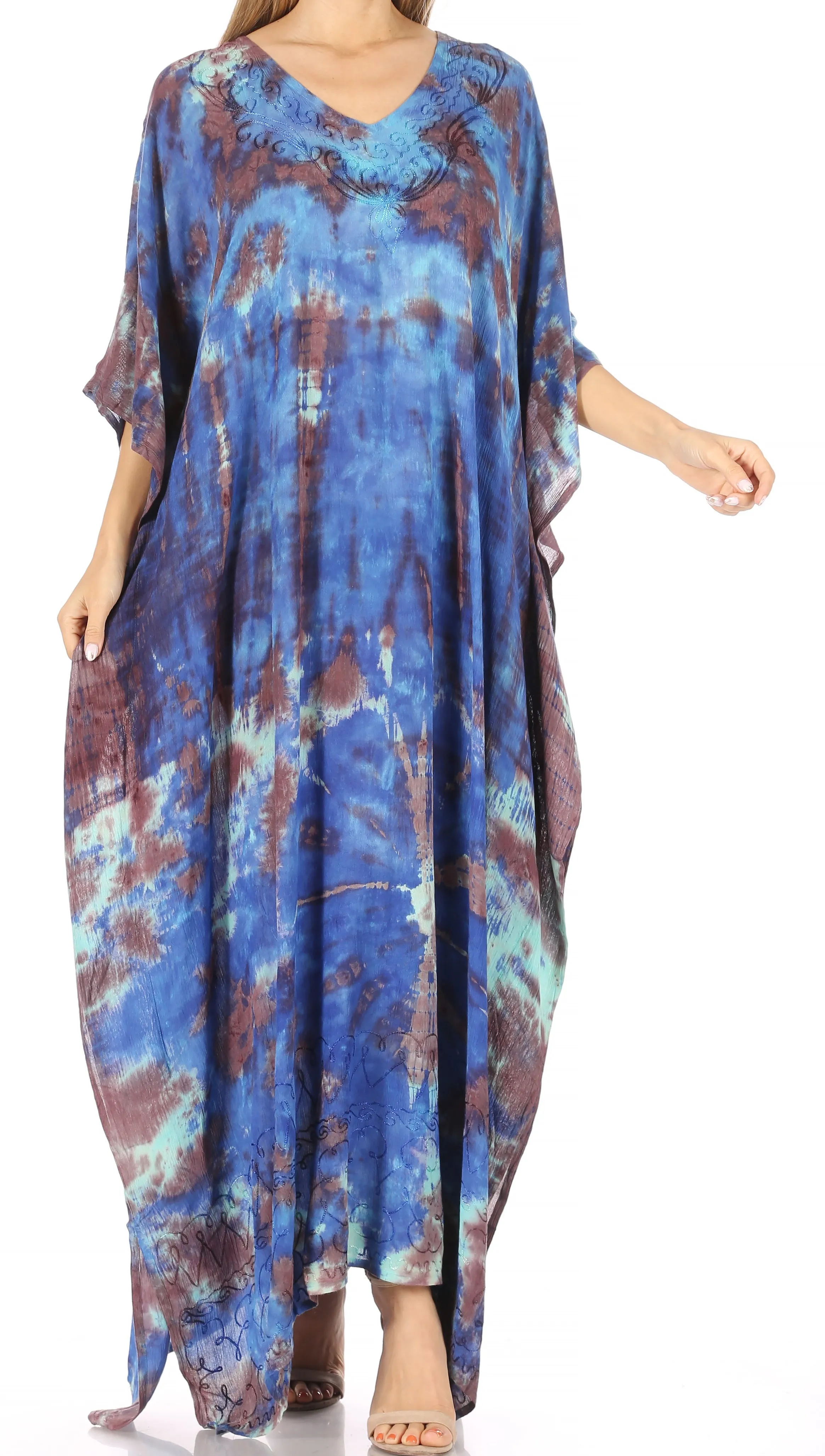 Sakkas Catia Women's Boho-Style Long Maxi Caftan for Lounging and Casual Wear