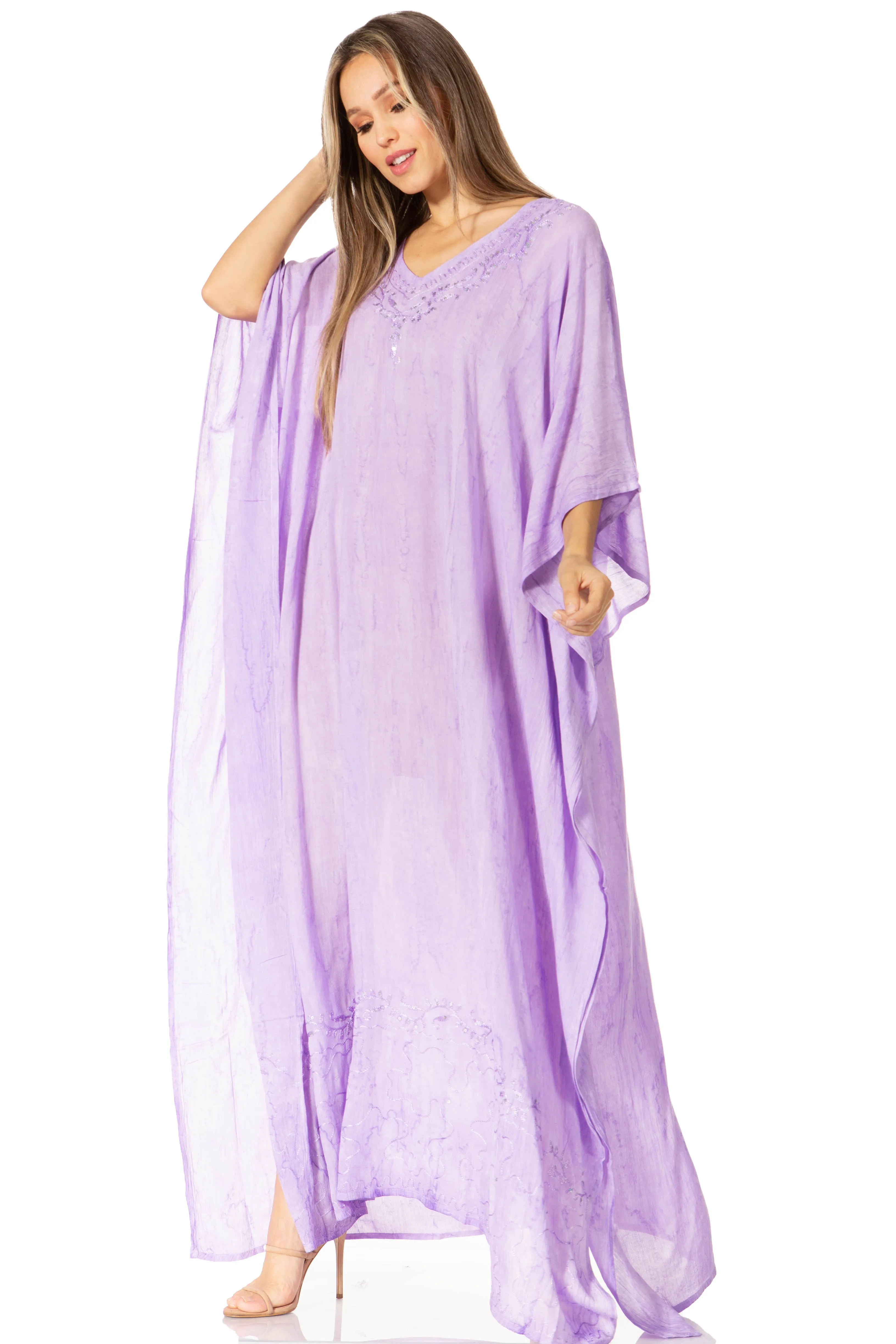 Sakkas Catia Women's Boho-Style Long Maxi Caftan for Lounging and Casual Wear