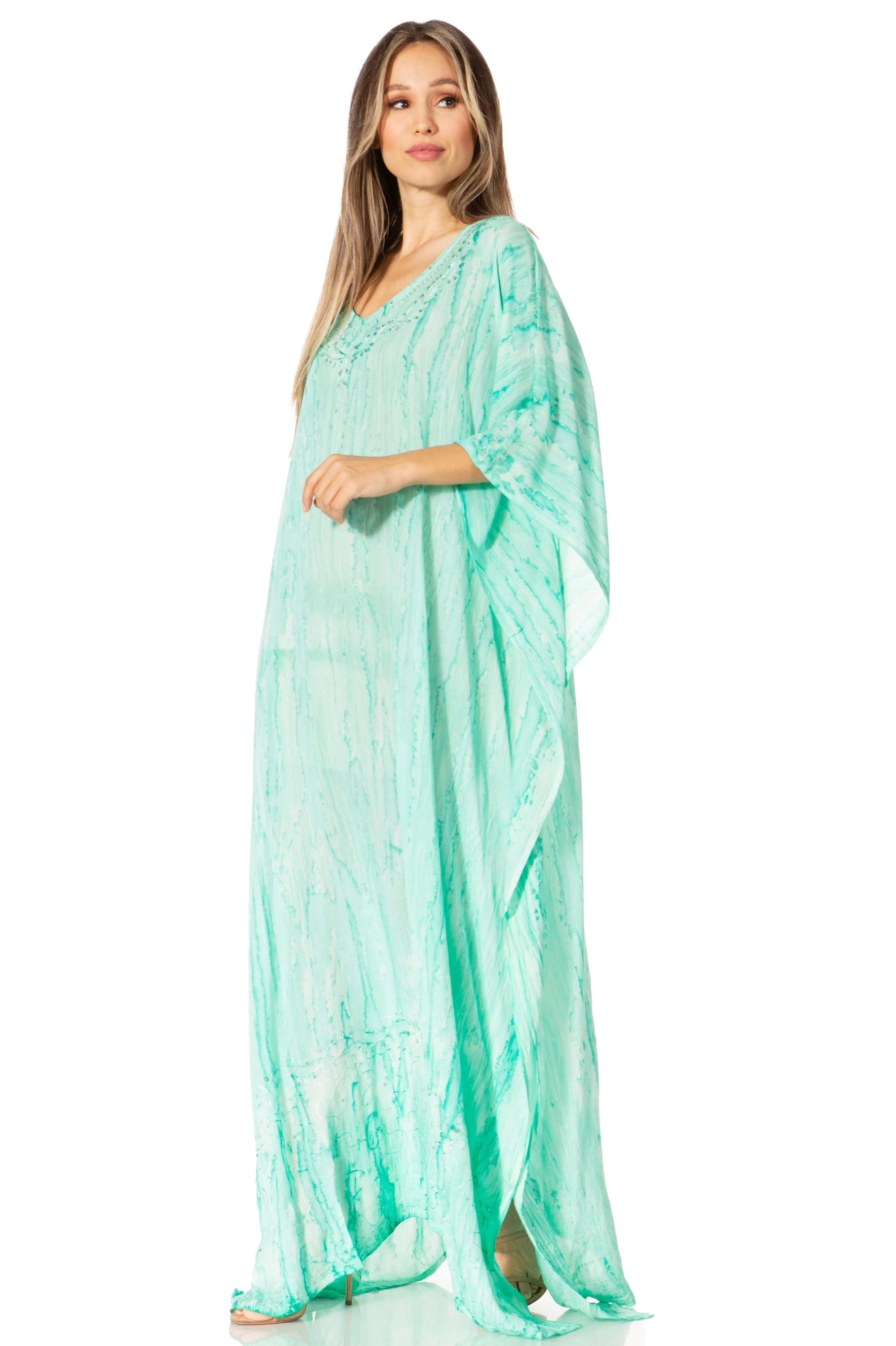 Sakkas Catia Women's Boho-Style Long Maxi Caftan for Lounging and Casual Wear