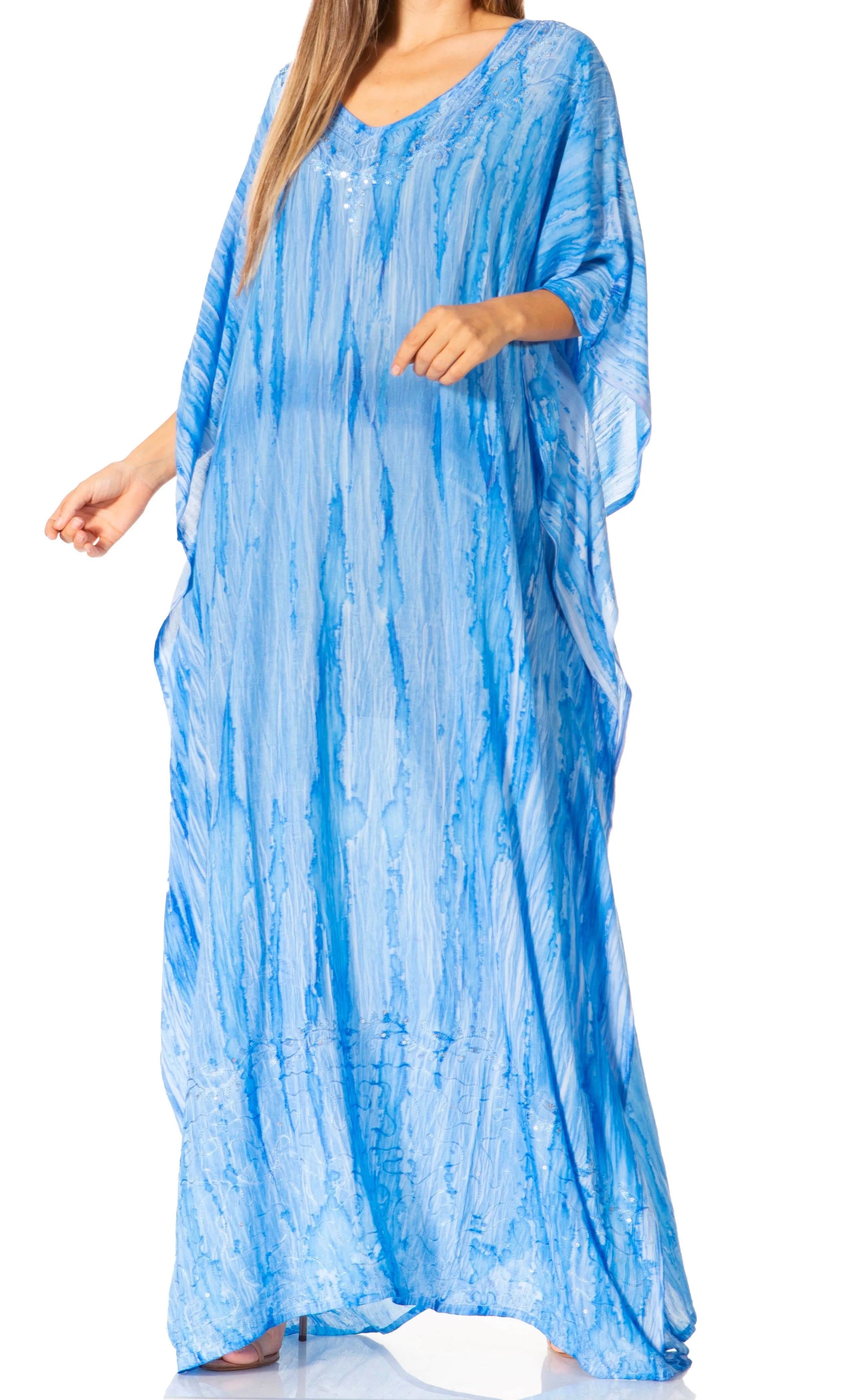 Sakkas Catia Women's Boho-Style Long Maxi Caftan for Lounging and Casual Wear