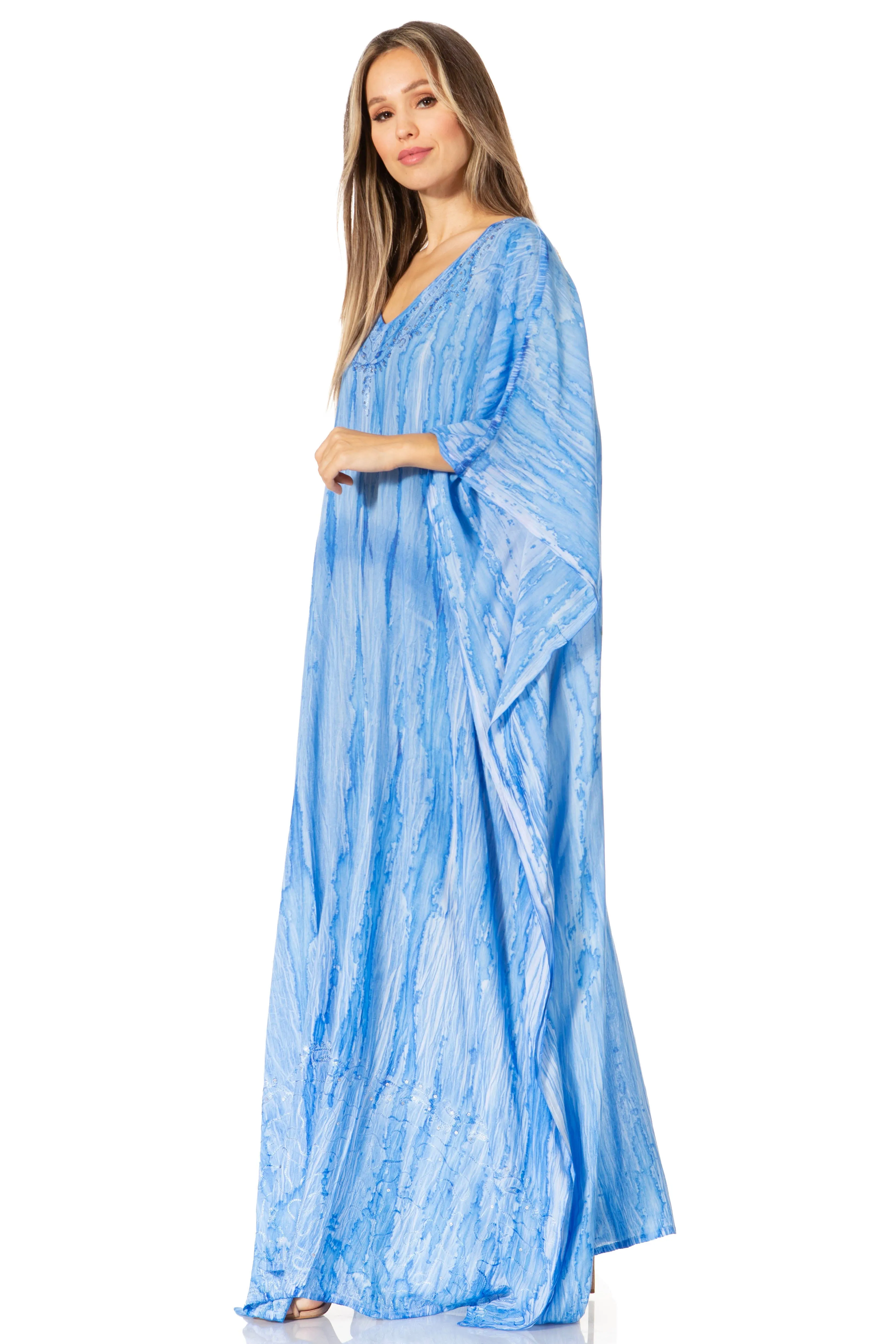 Sakkas Catia Women's Boho-Style Long Maxi Caftan for Lounging and Casual Wear