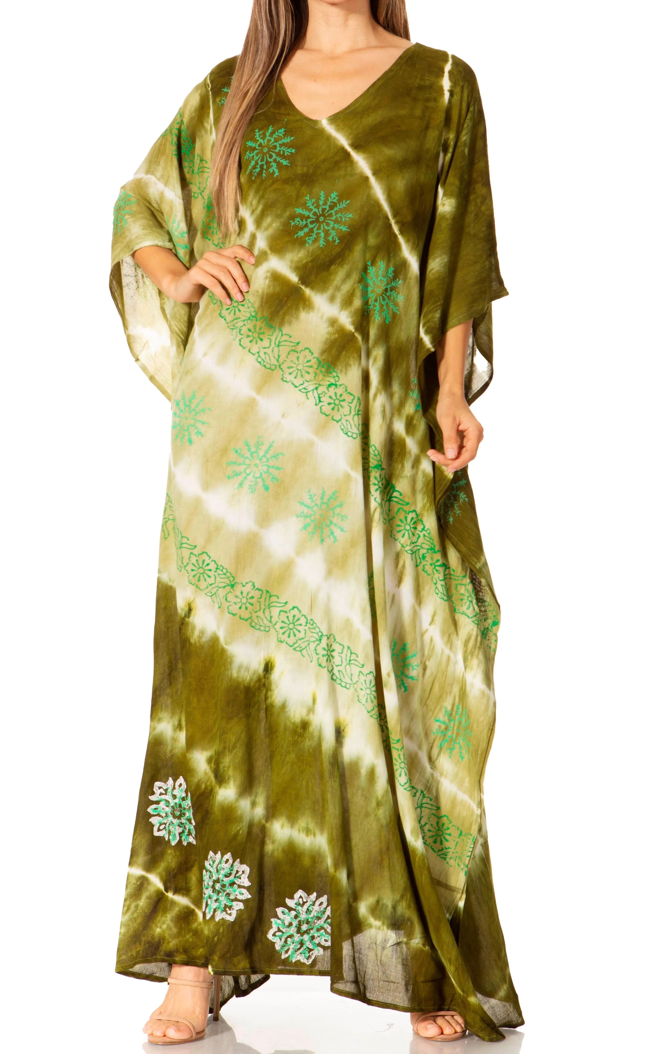 Sakkas Catia Women's Boho-Style Long Maxi Caftan for Lounging and Casual Wear