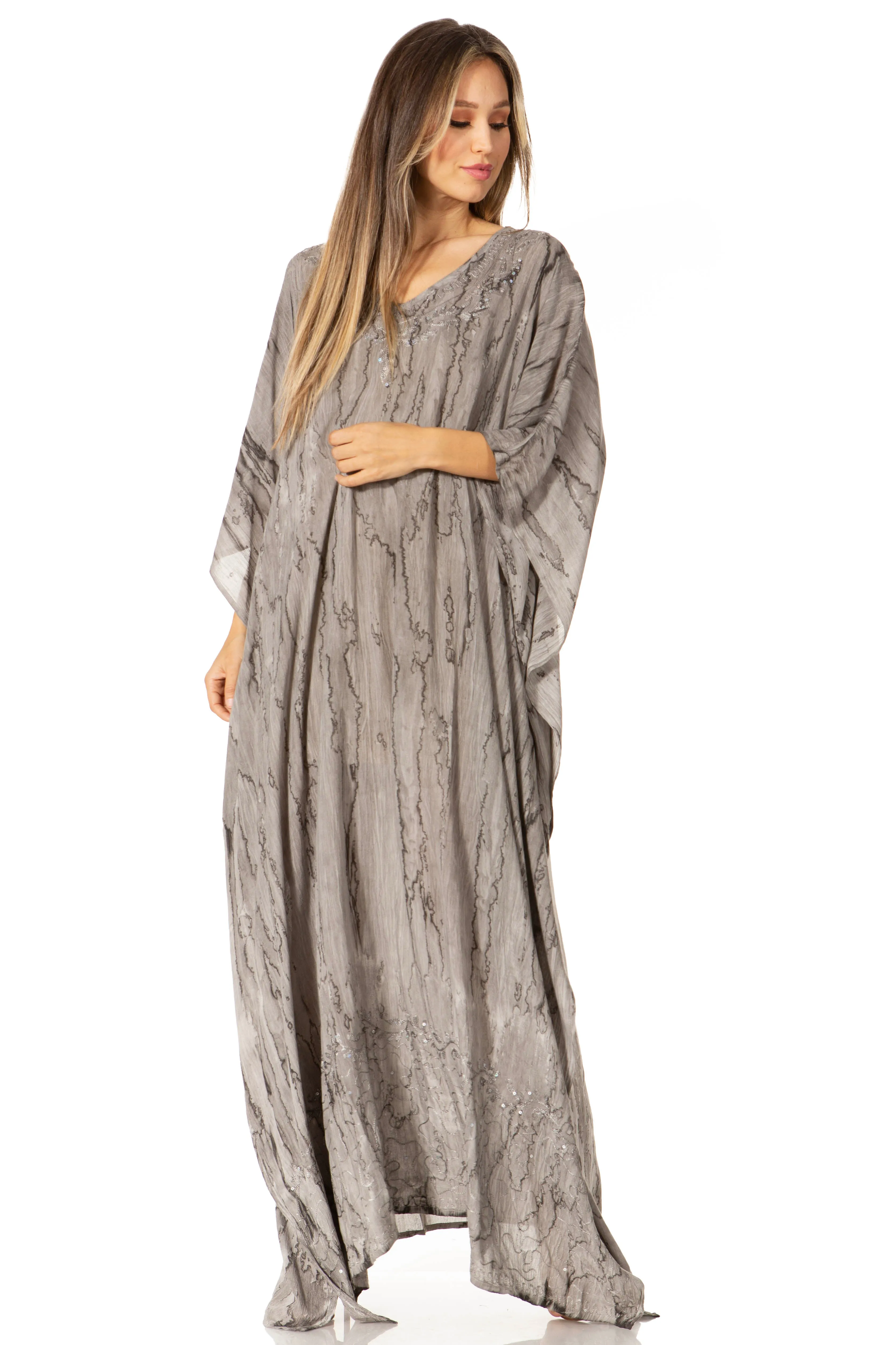 Sakkas Catia Women's Boho-Style Long Maxi Caftan for Lounging and Casual Wear