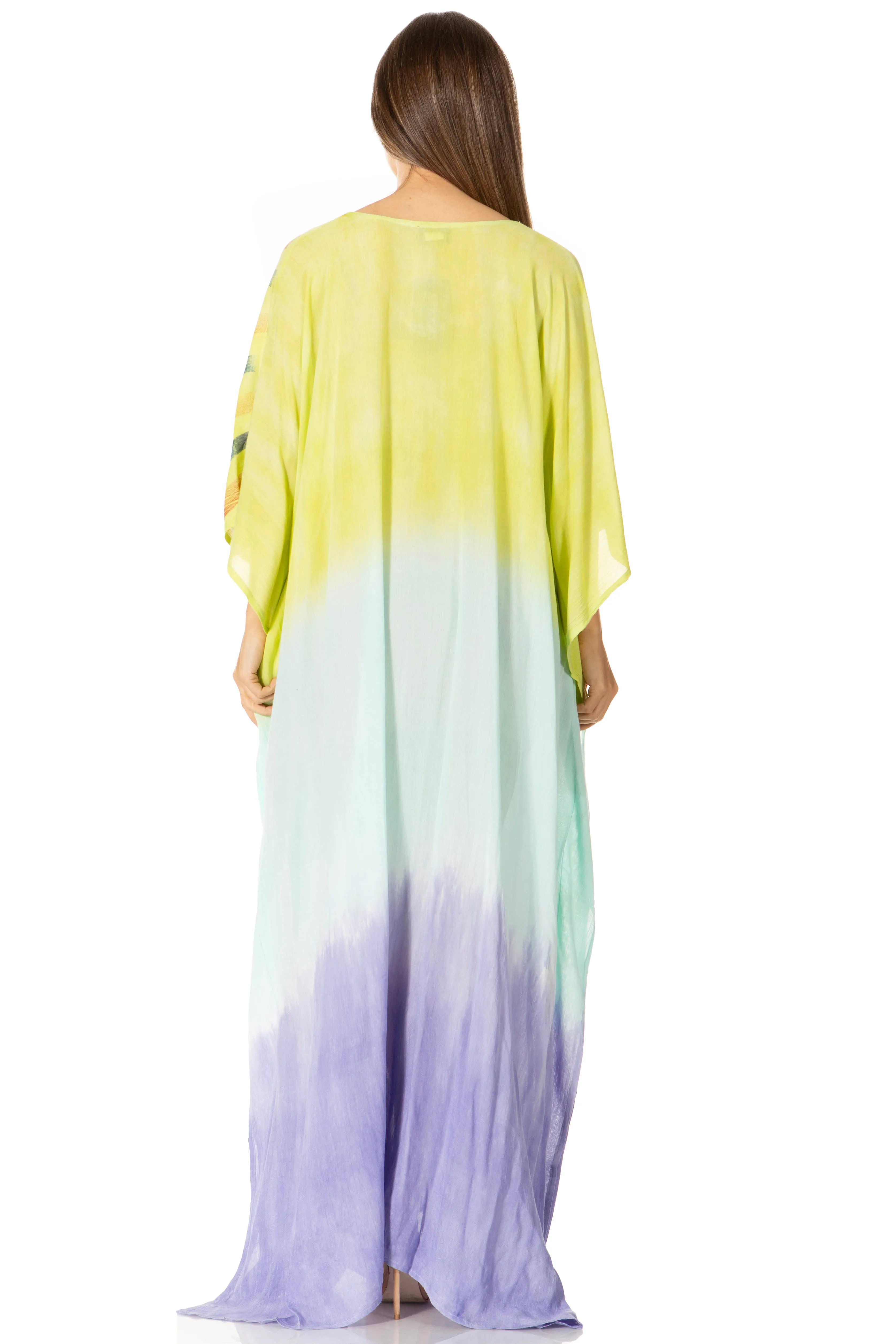 Sakkas Catia Women's Boho-Style Long Maxi Caftan for Lounging and Casual Wear