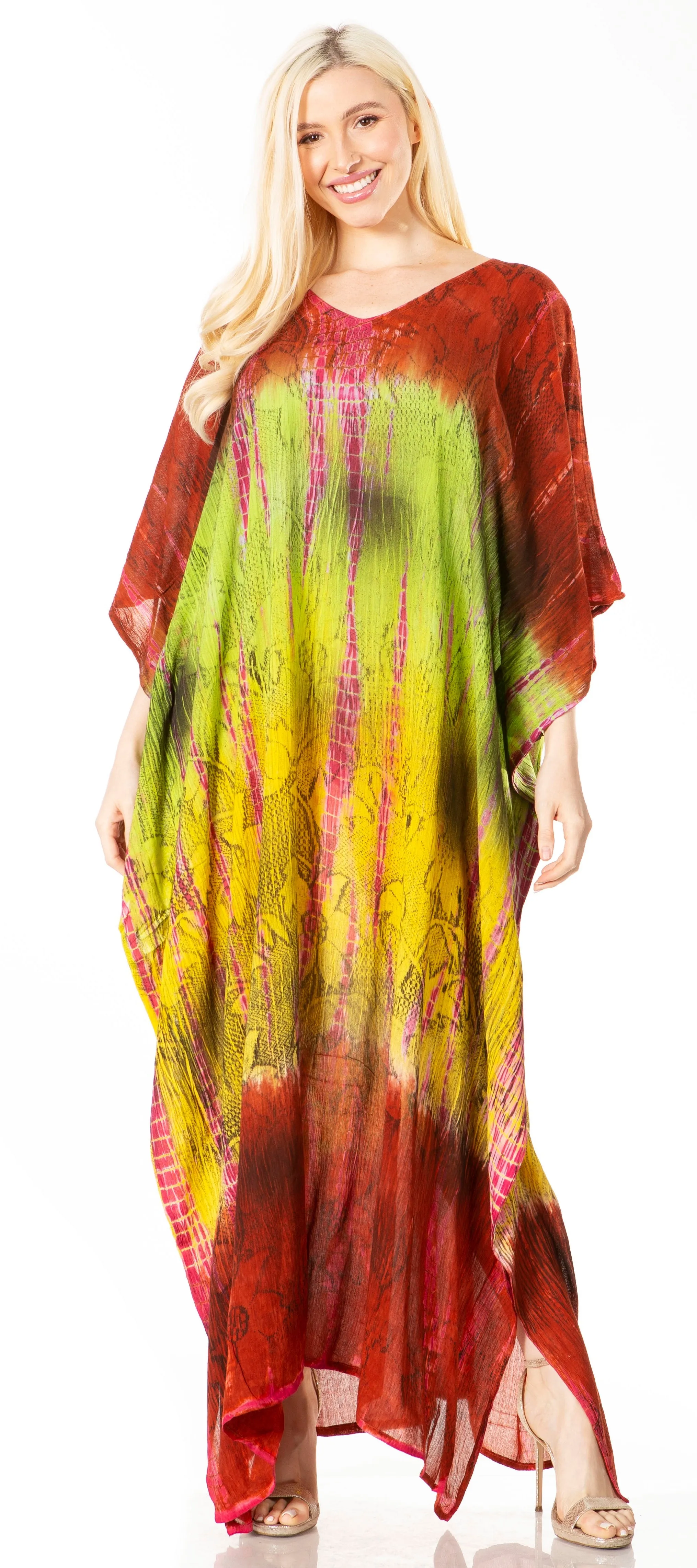 Sakkas Catia Women's Boho-Style Long Maxi Caftan for Lounging and Casual Wear