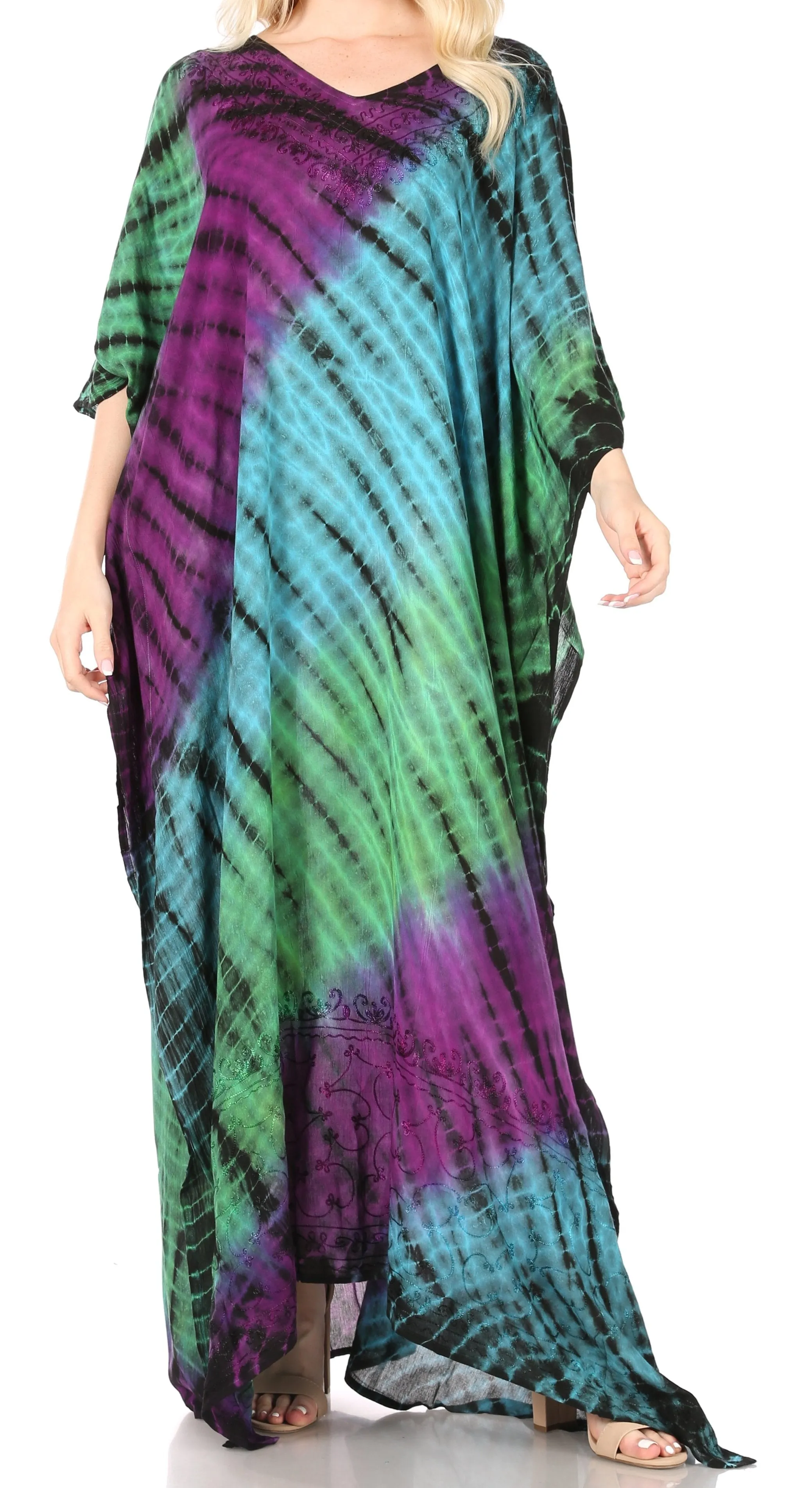 Sakkas Catia Women's Boho-Style Long Maxi Caftan for Lounging and Casual Wear