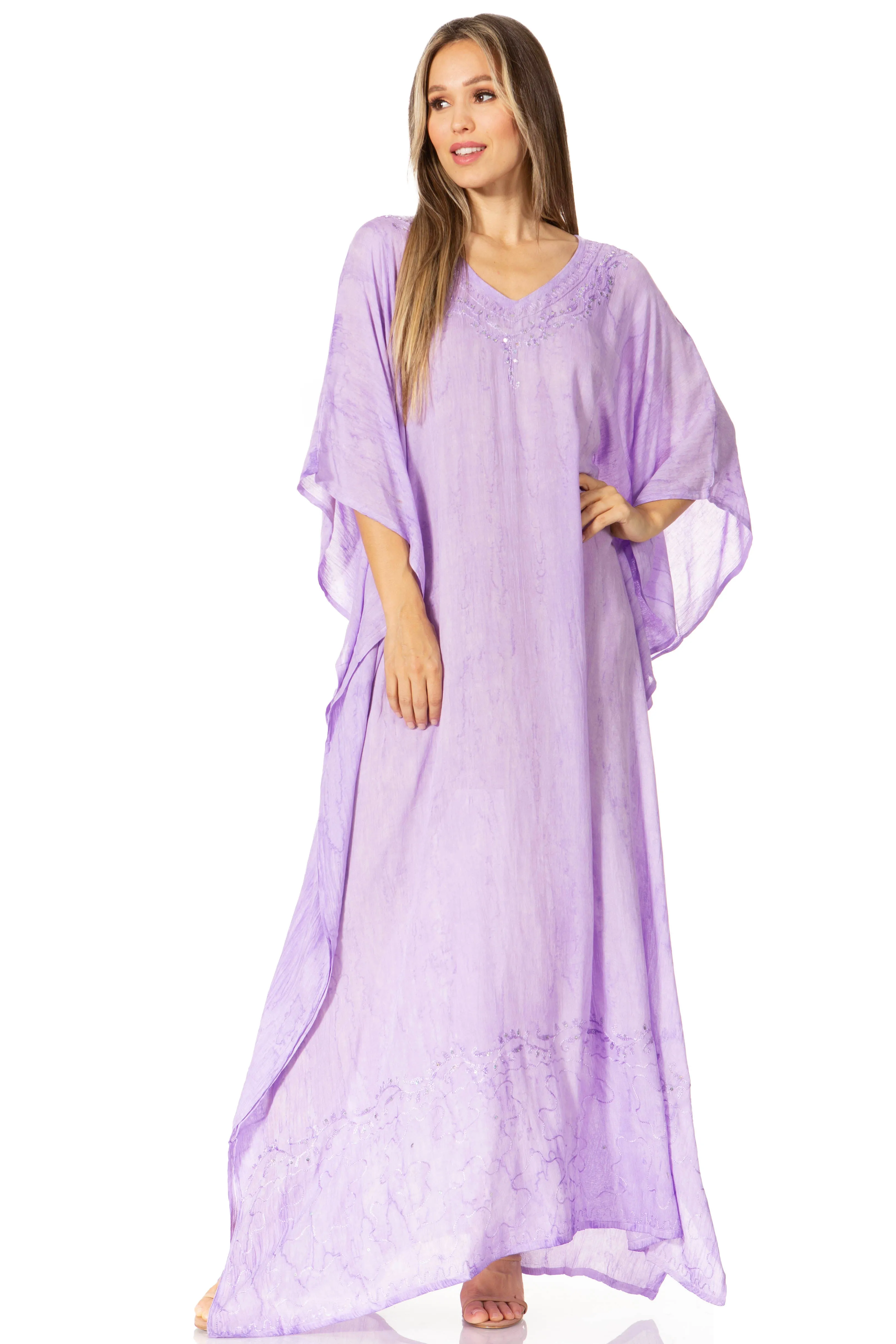 Sakkas Catia Women's Boho-Style Long Maxi Caftan for Lounging and Casual Wear