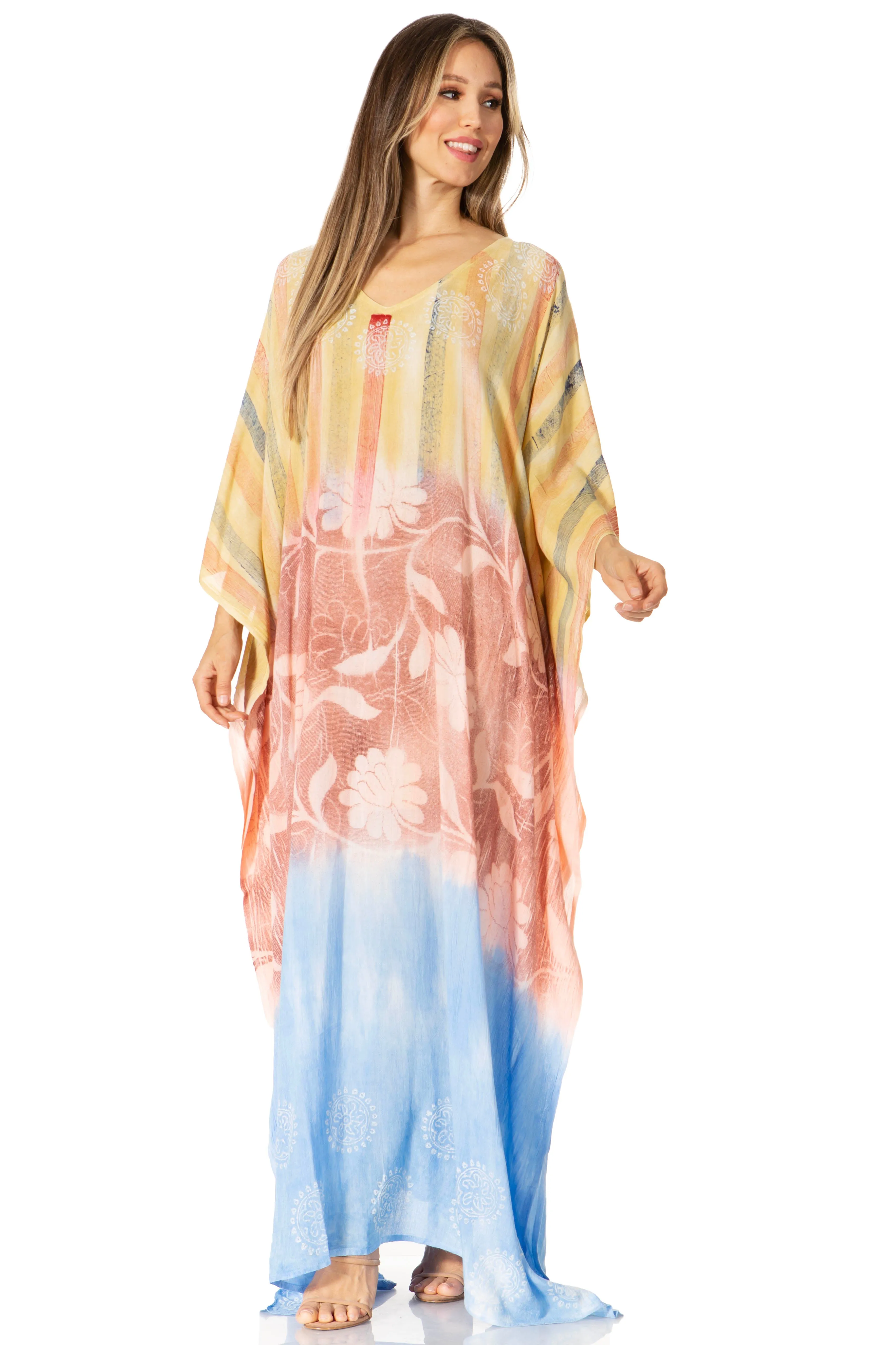 Sakkas Catia Women's Boho-Style Long Maxi Caftan for Lounging and Casual Wear