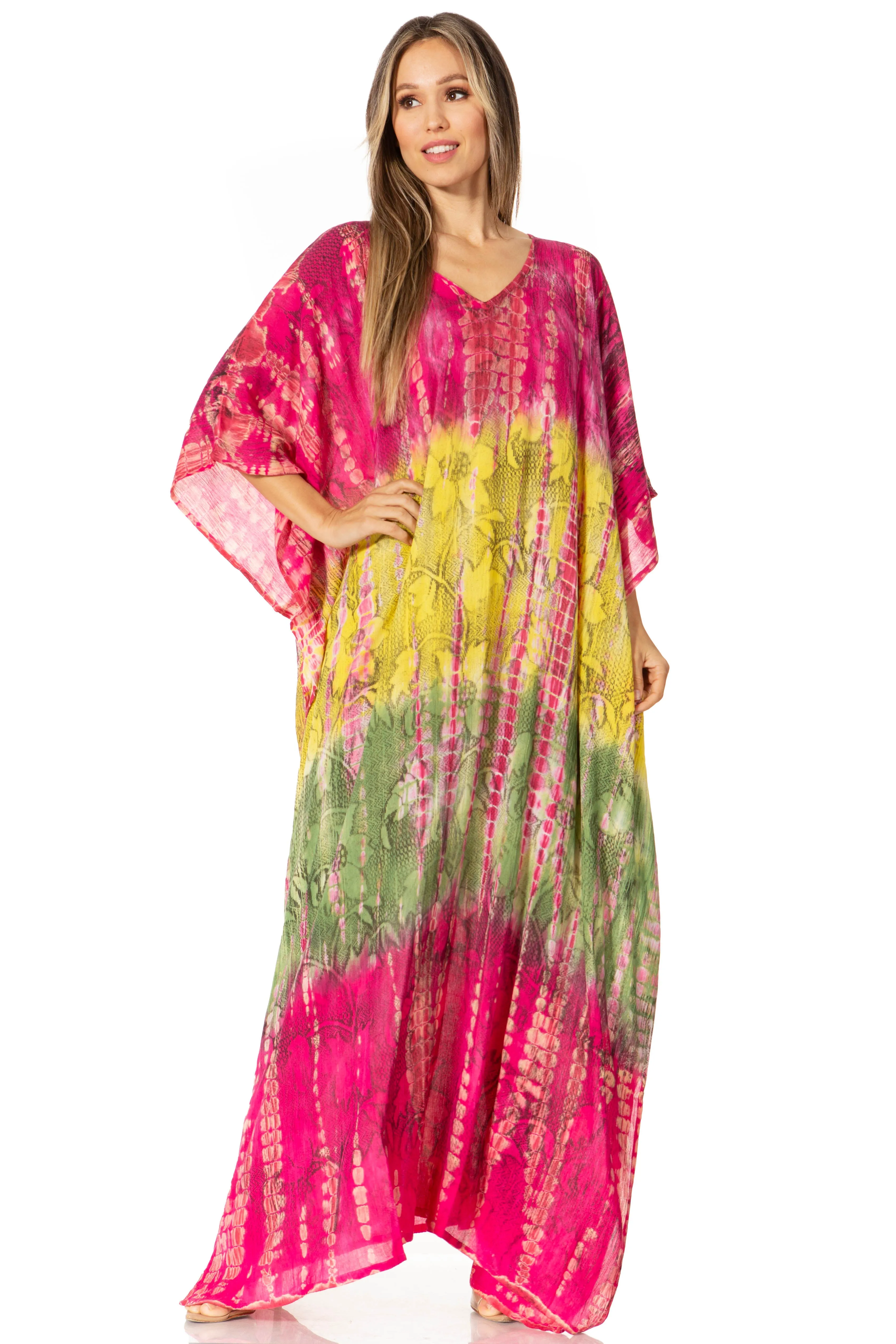 Sakkas Catia Women's Boho-Style Long Maxi Caftan for Lounging and Casual Wear