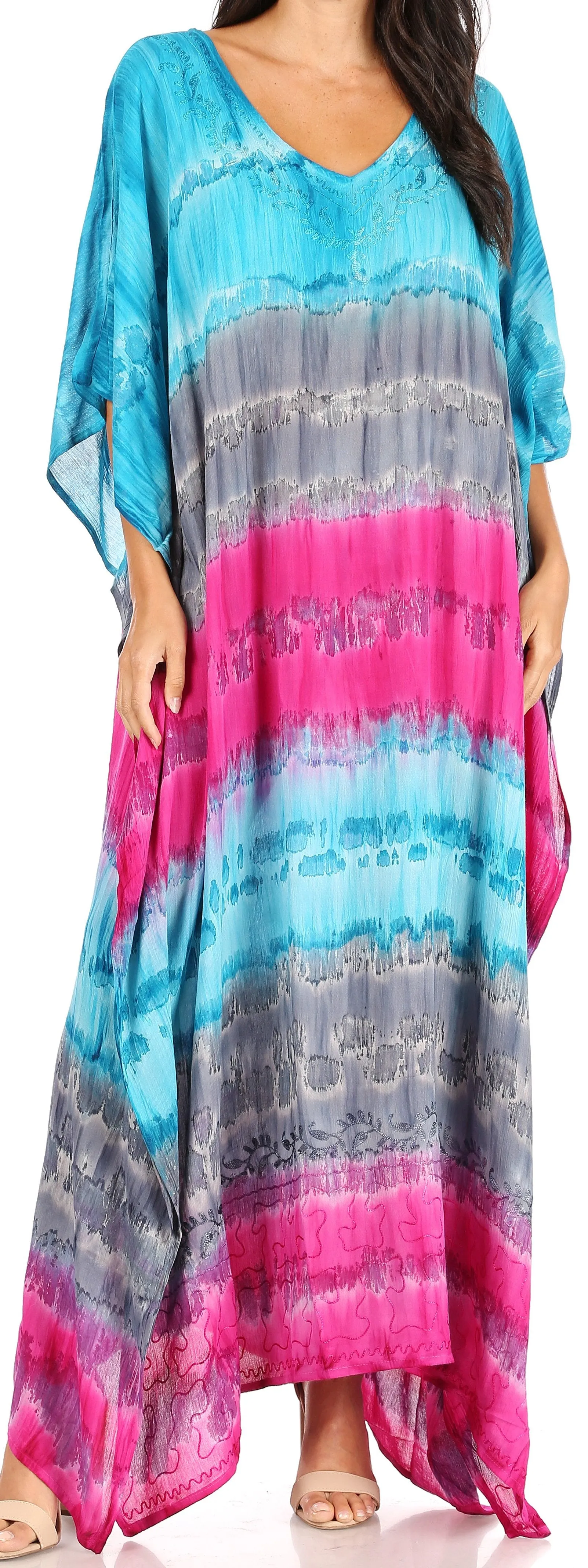 Sakkas Catia Women's Boho-Style Long Maxi Caftan for Lounging and Casual Wear