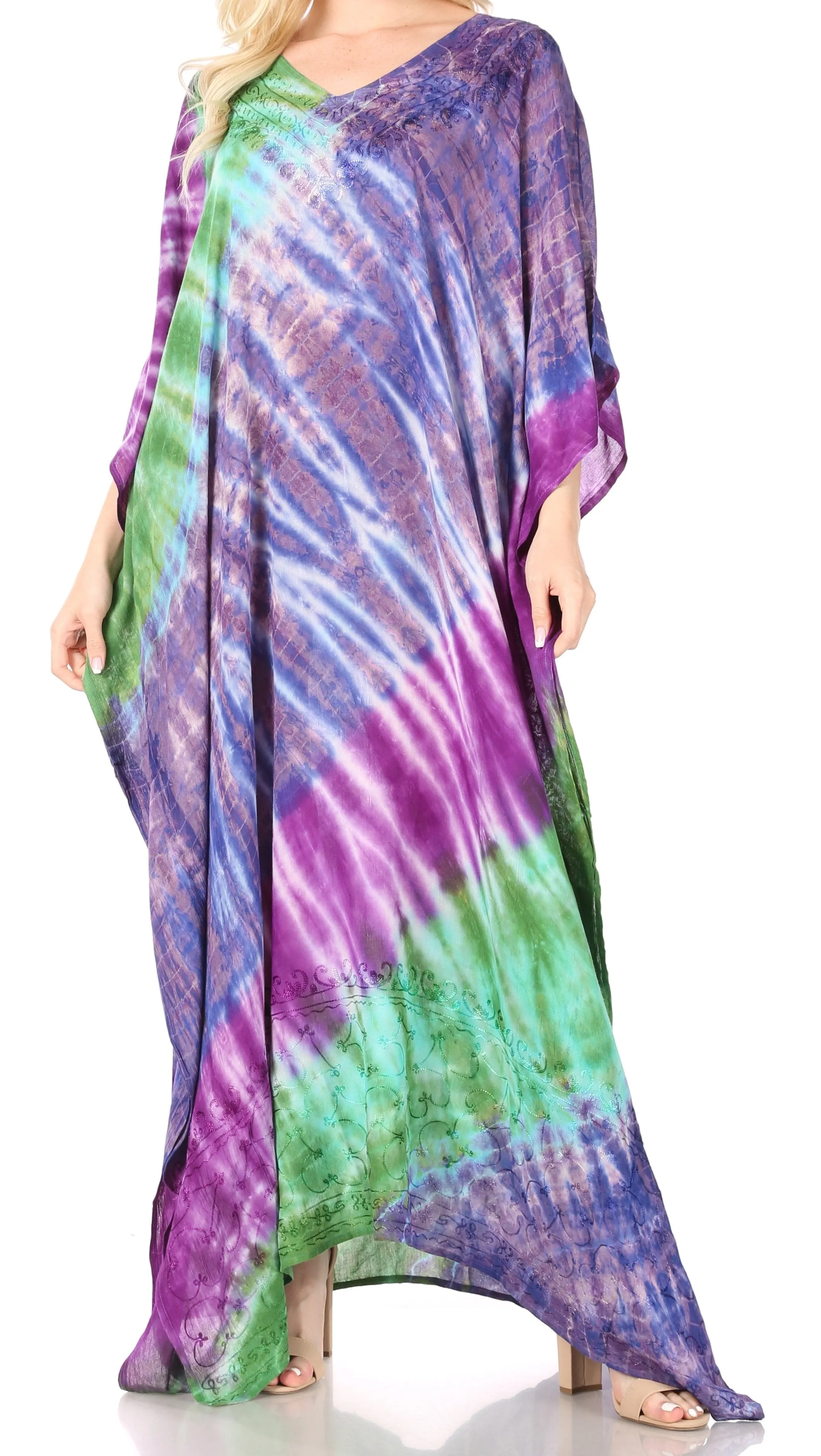 Sakkas Catia Women's Boho-Style Long Maxi Caftan for Lounging and Casual Wear