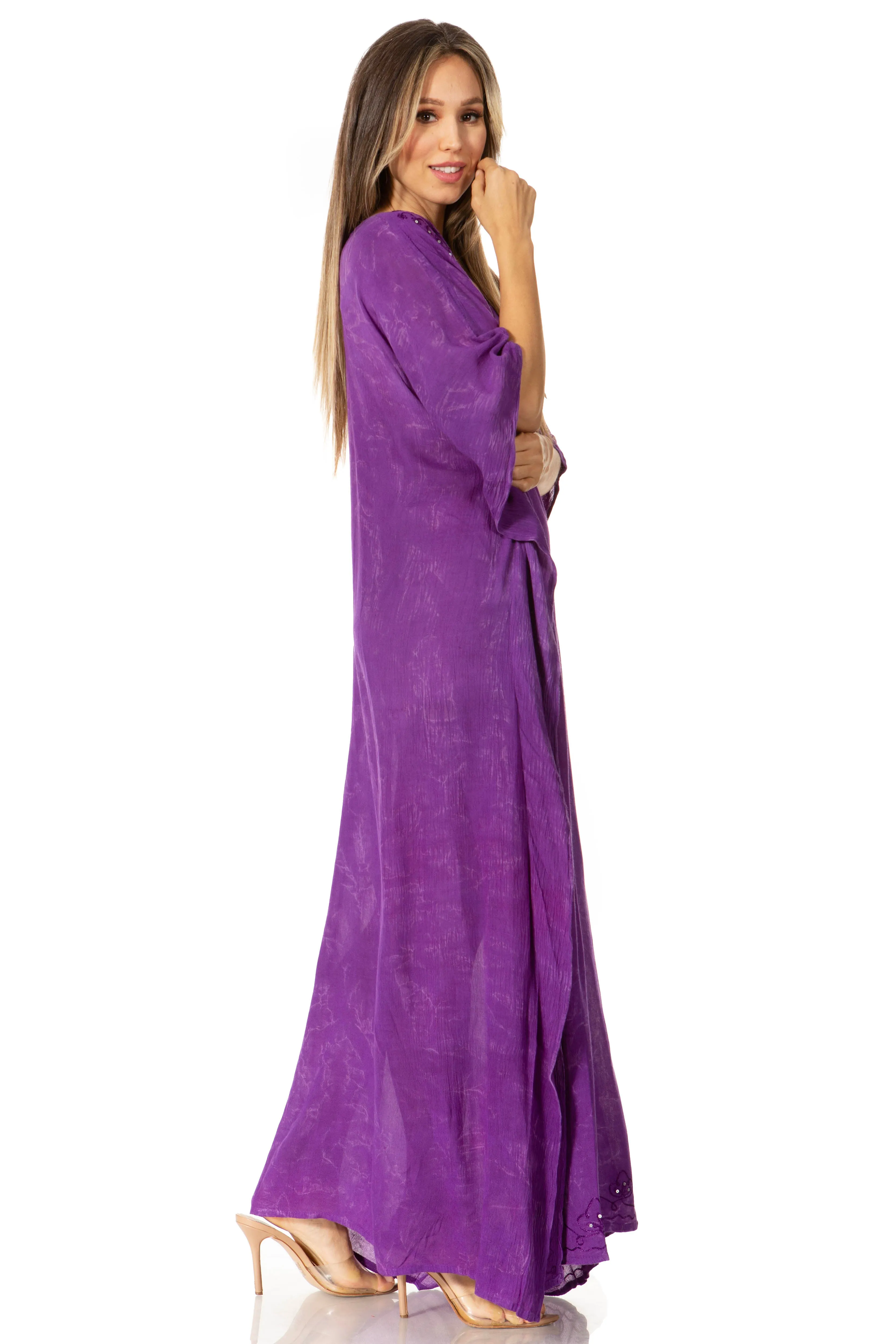 Sakkas Catia Women's Boho-Style Long Maxi Caftan for Lounging and Casual Wear