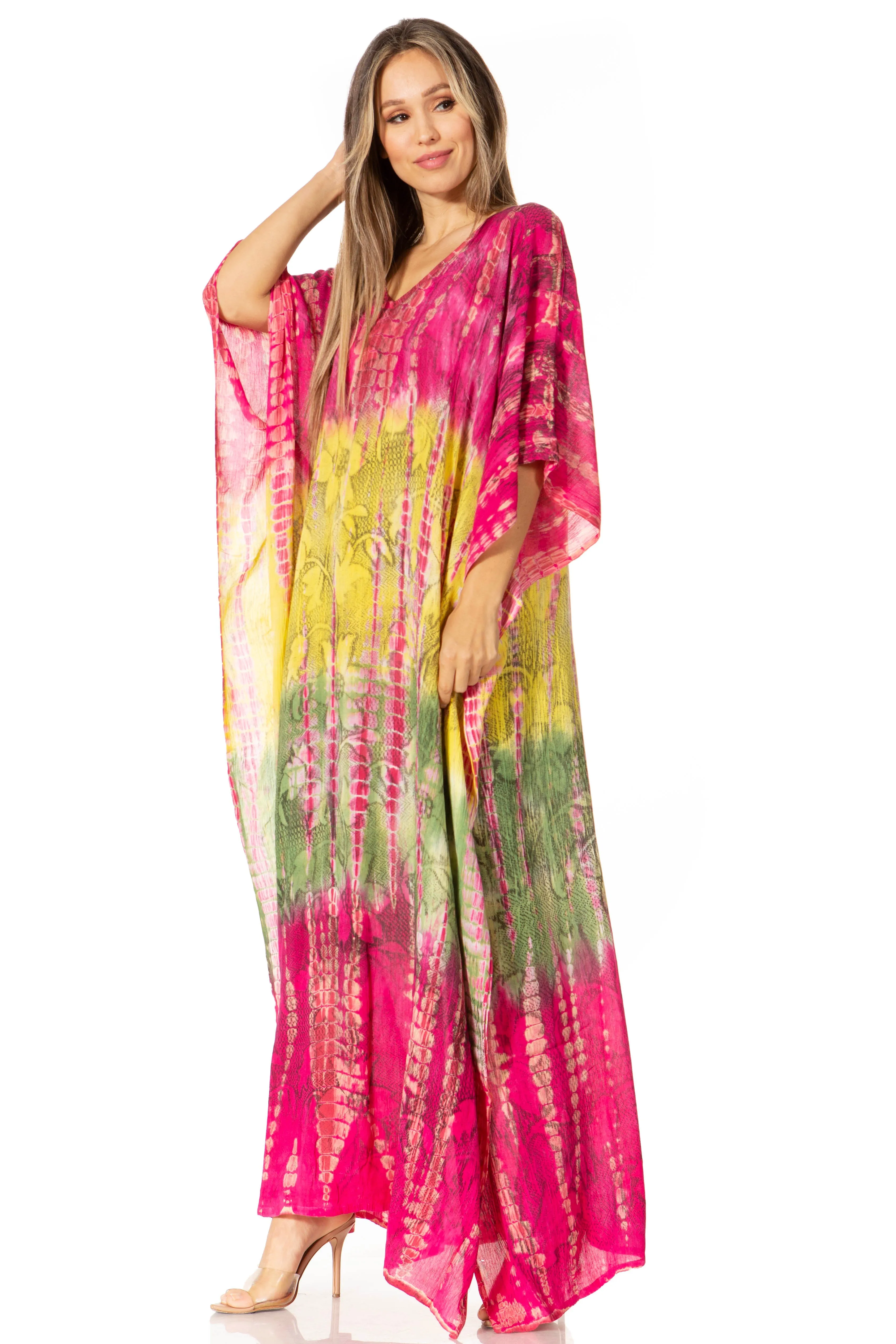 Sakkas Catia Women's Boho-Style Long Maxi Caftan for Lounging and Casual Wear