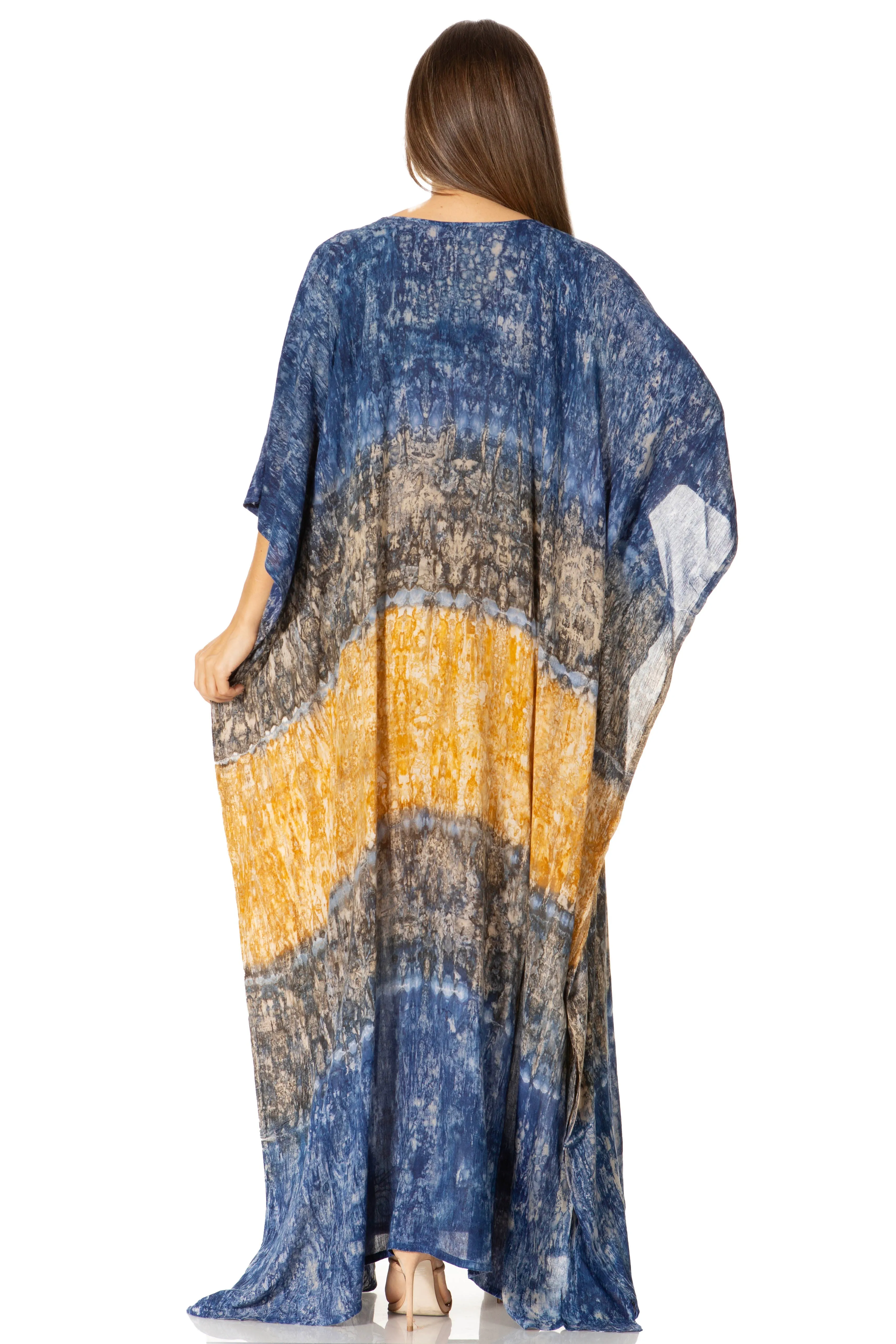 Sakkas Catia Women's Boho-Style Long Maxi Caftan for Lounging and Casual Wear