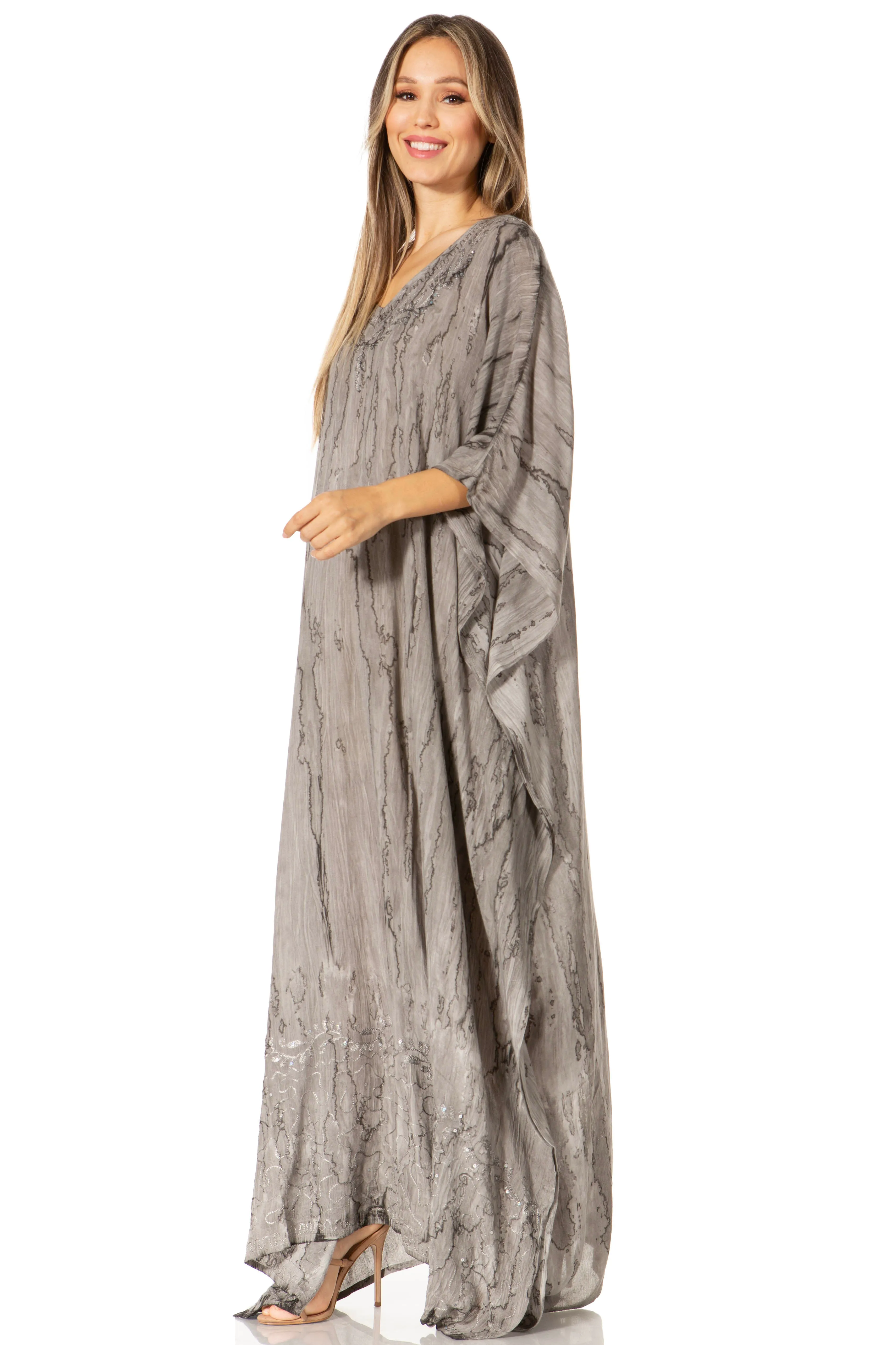 Sakkas Catia Women's Boho-Style Long Maxi Caftan for Lounging and Casual Wear