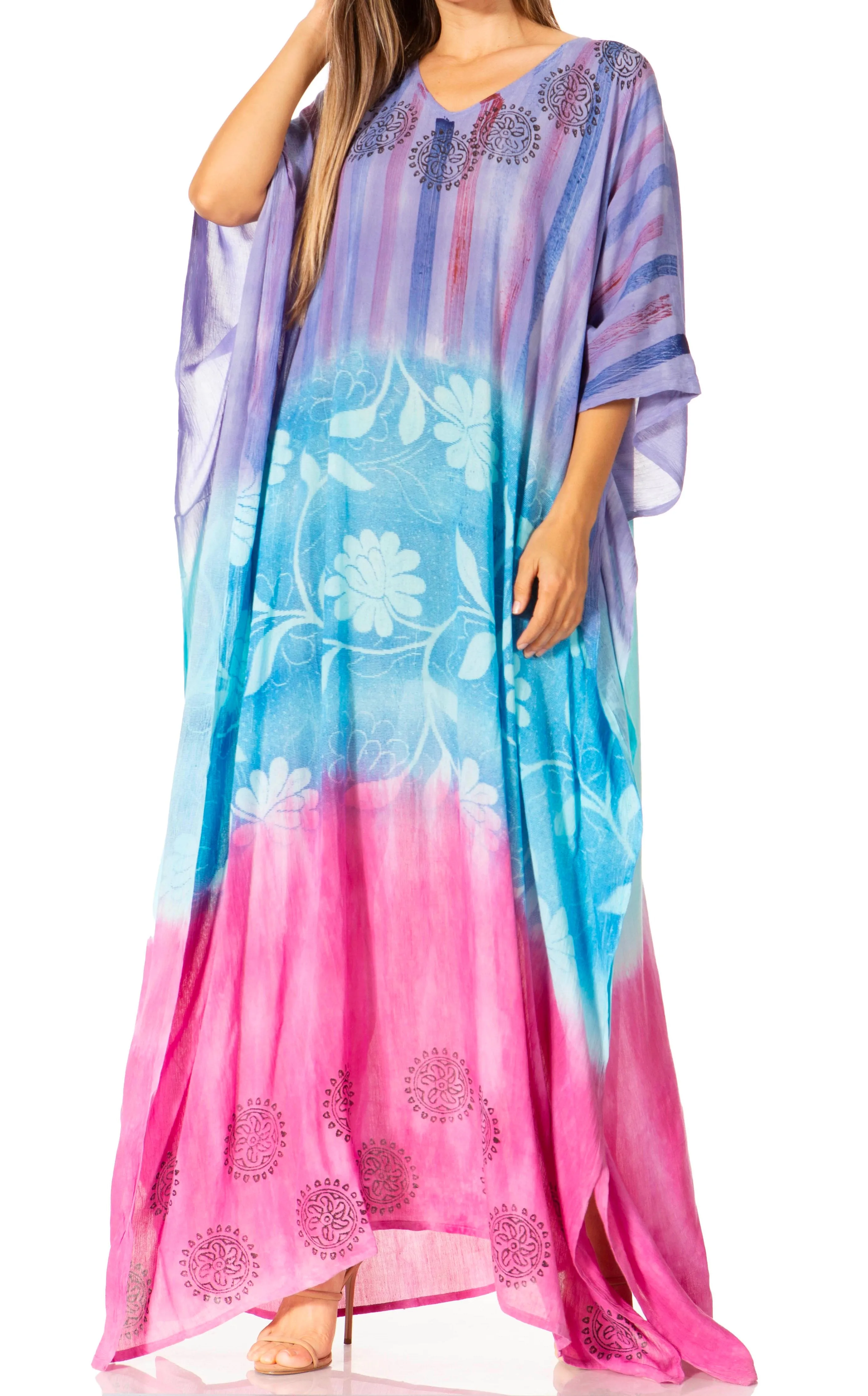 Sakkas Catia Women's Boho-Style Long Maxi Caftan for Lounging and Casual Wear