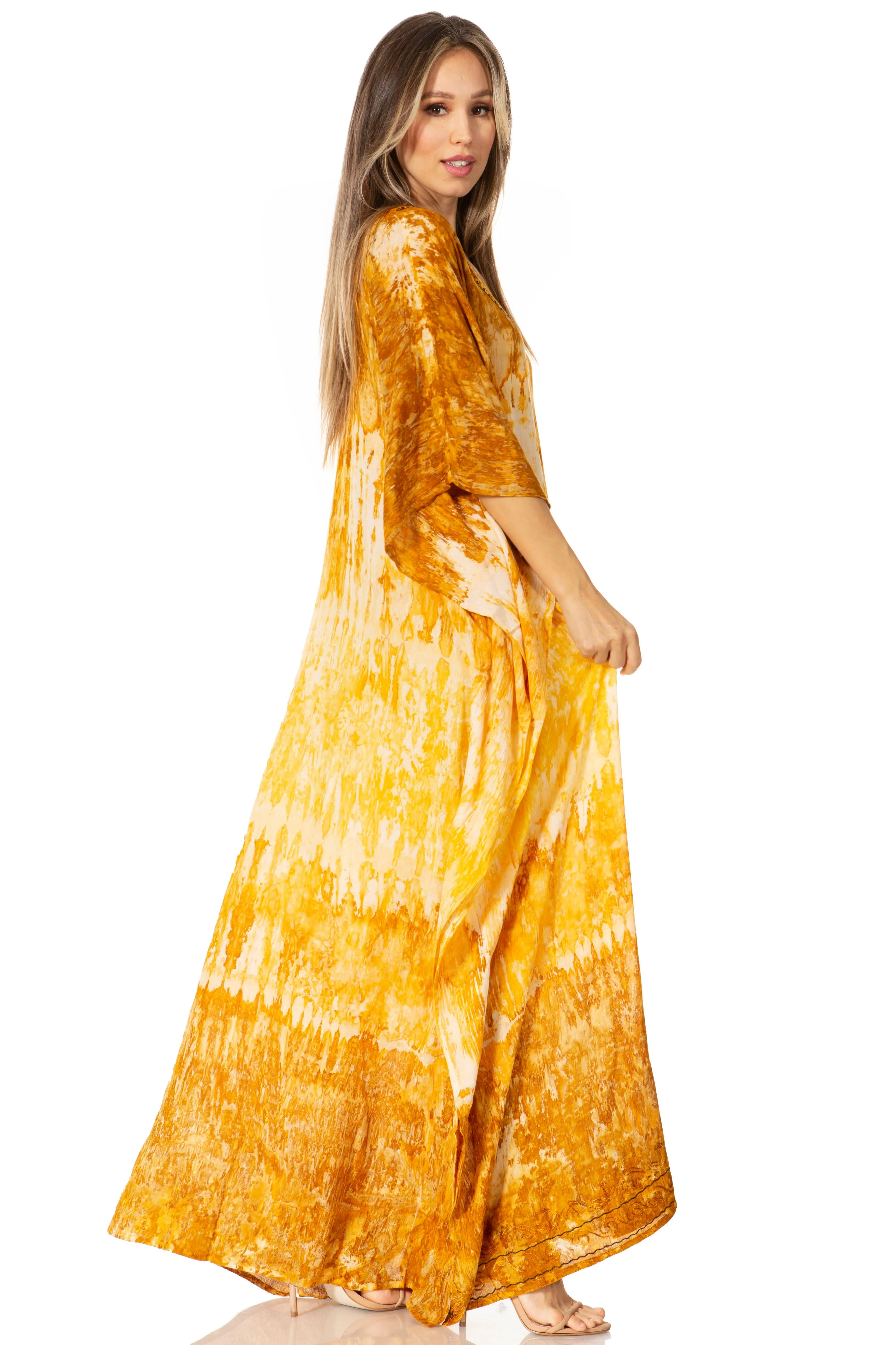 Sakkas Catia Women's Boho-Style Long Maxi Caftan for Lounging and Casual Wear