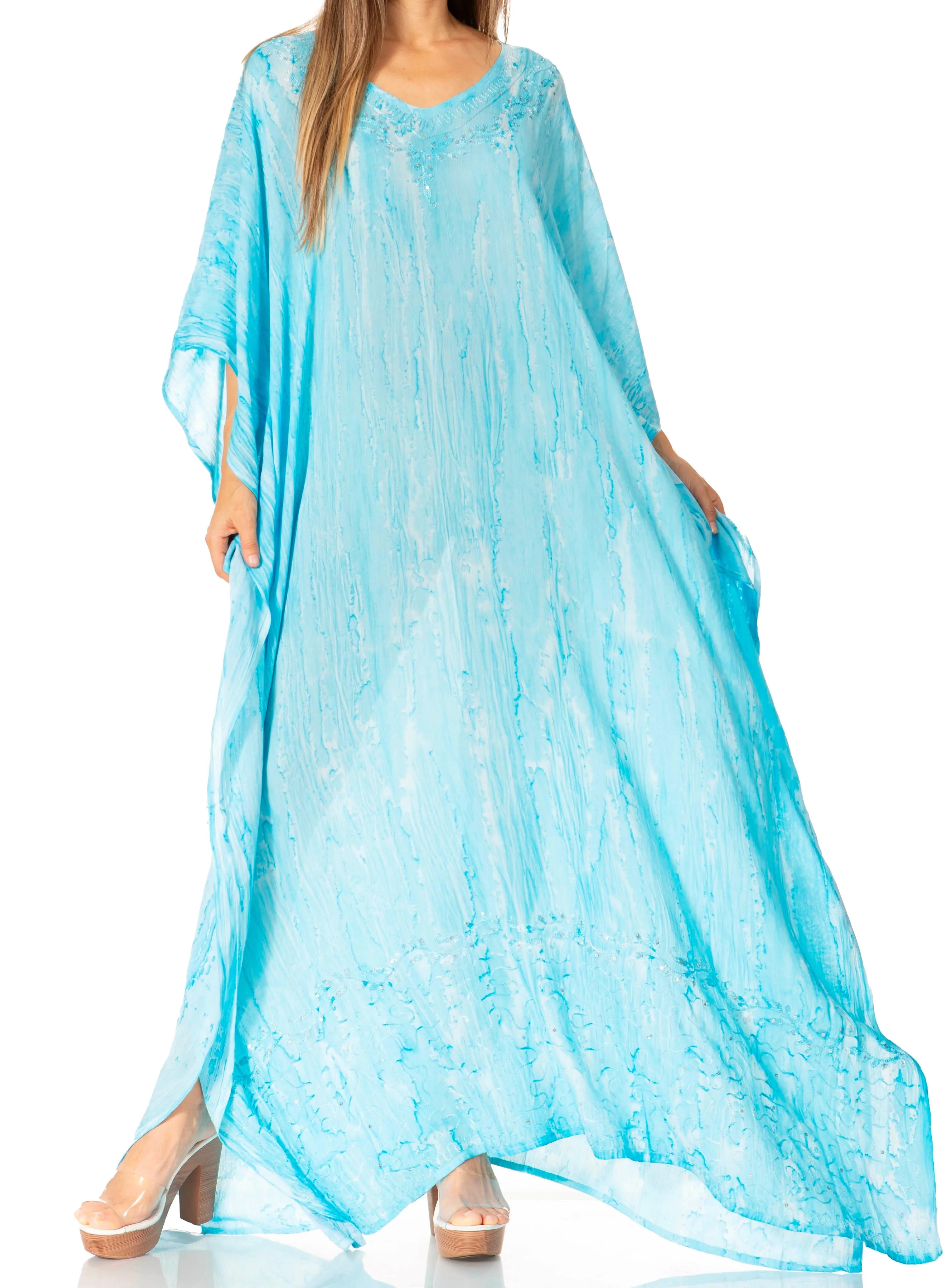 Sakkas Catia Women's Boho-Style Long Maxi Caftan for Lounging and Casual Wear