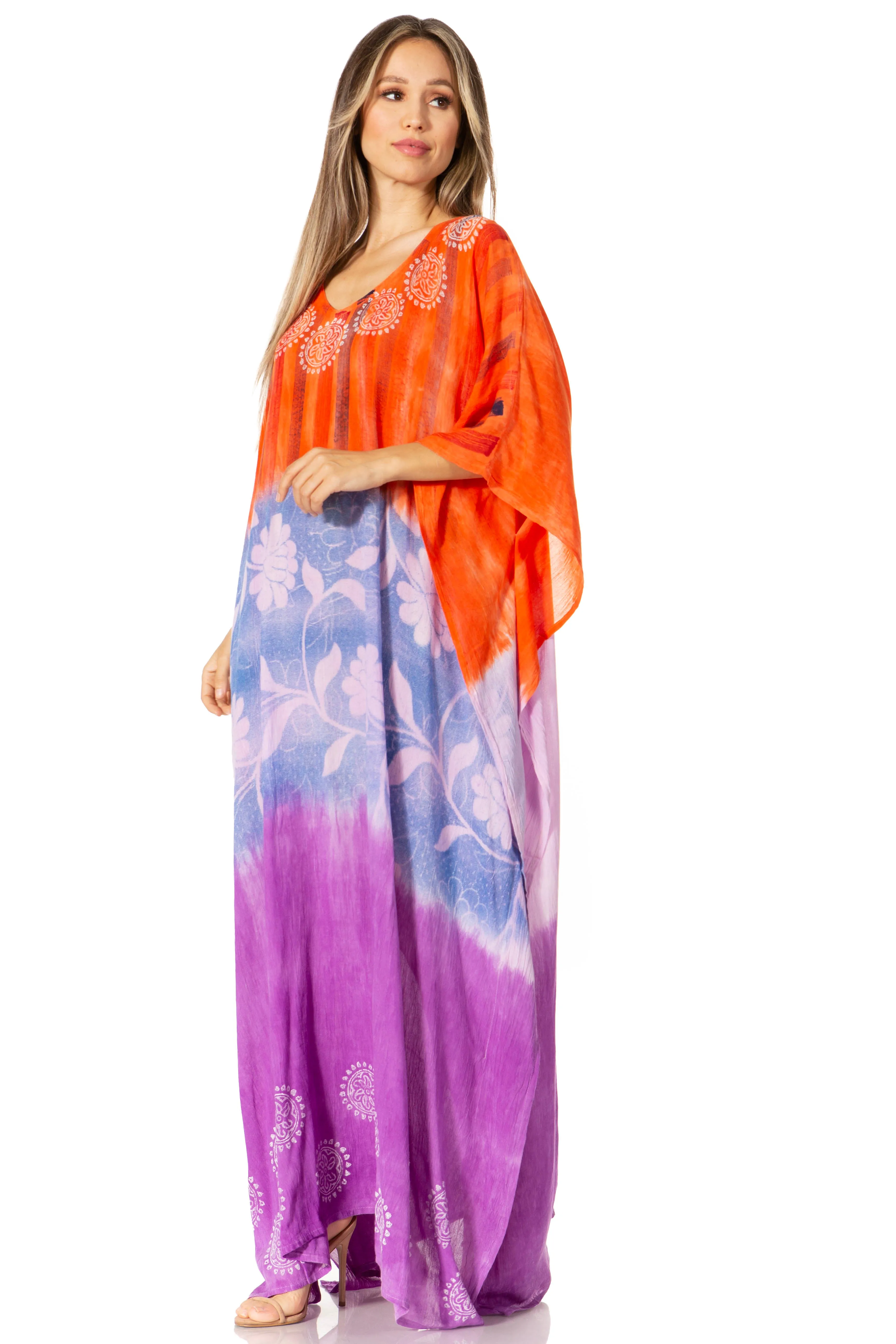 Sakkas Catia Women's Boho-Style Long Maxi Caftan for Lounging and Casual Wear