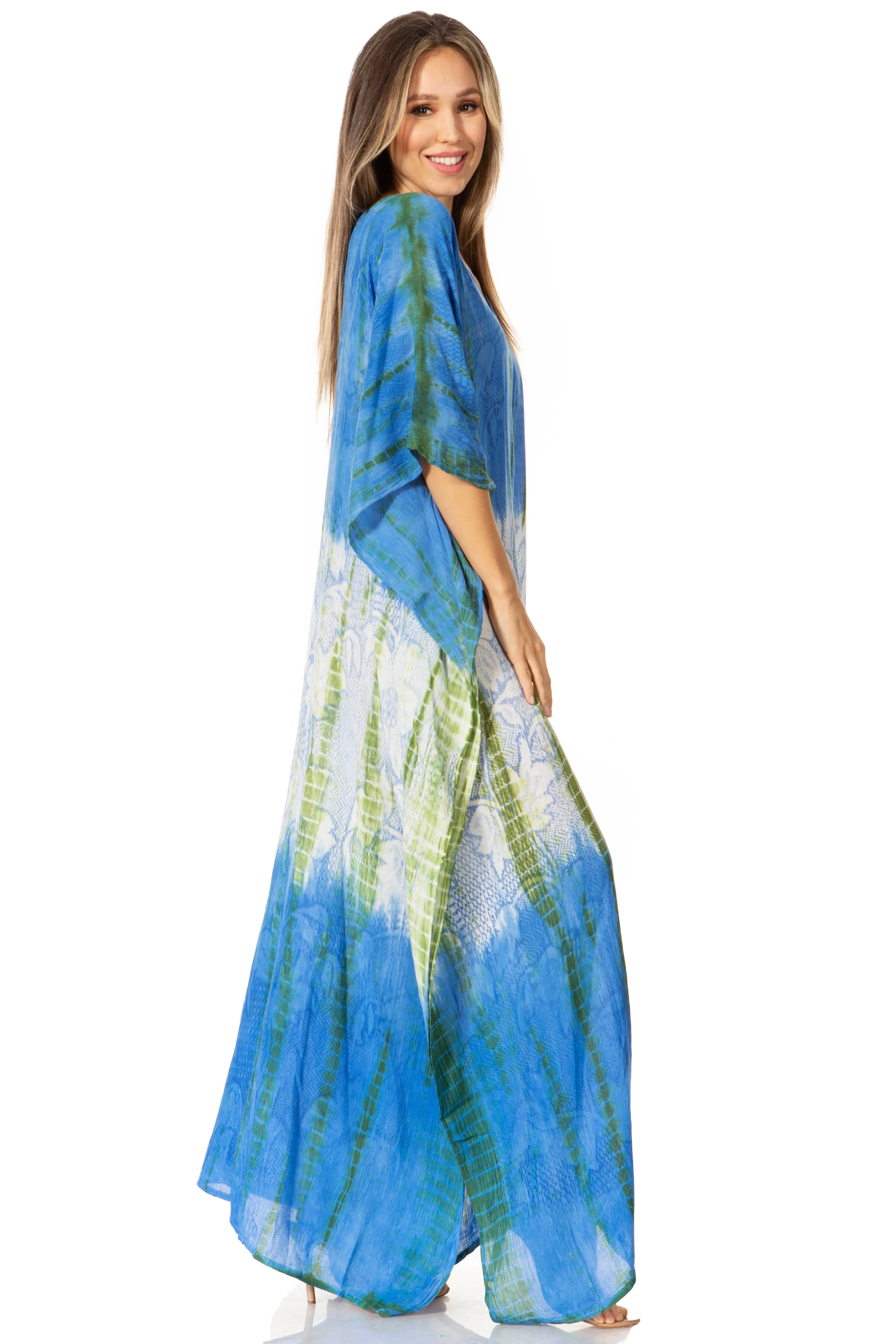 Sakkas Catia Women's Boho-Style Long Maxi Caftan for Lounging and Casual Wear