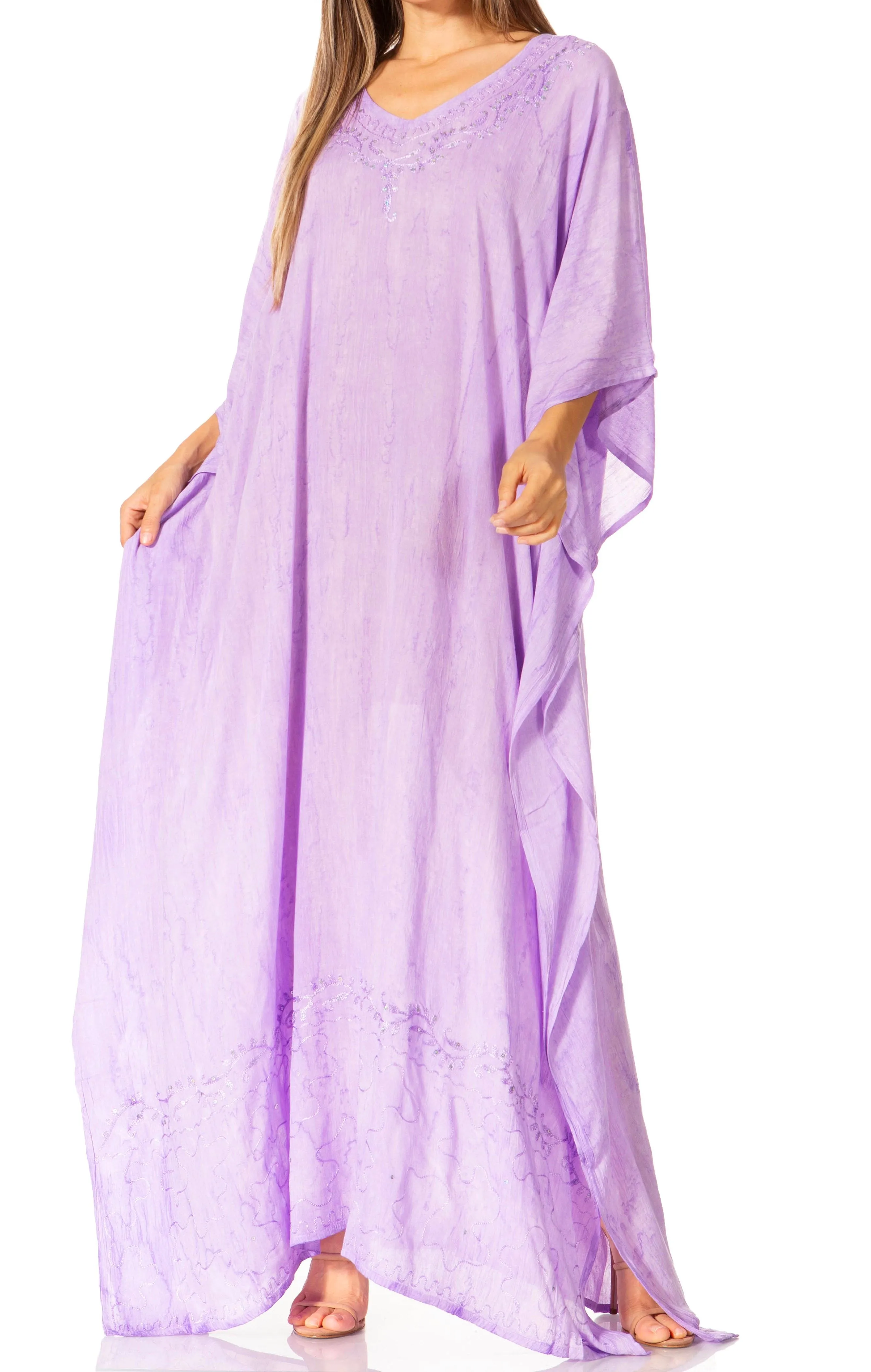 Sakkas Catia Women's Boho-Style Long Maxi Caftan for Lounging and Casual Wear