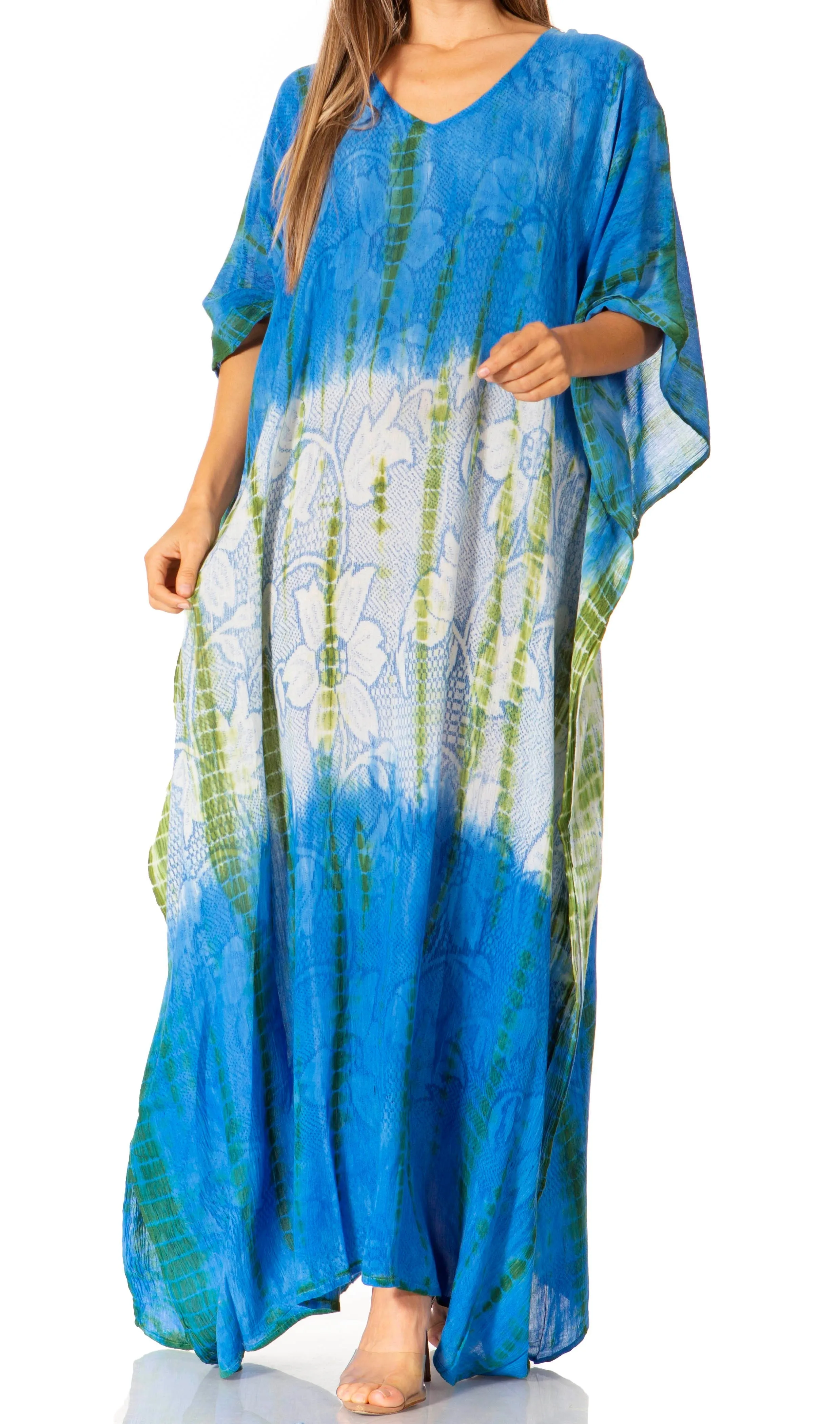 Sakkas Catia Women's Boho-Style Long Maxi Caftan for Lounging and Casual Wear