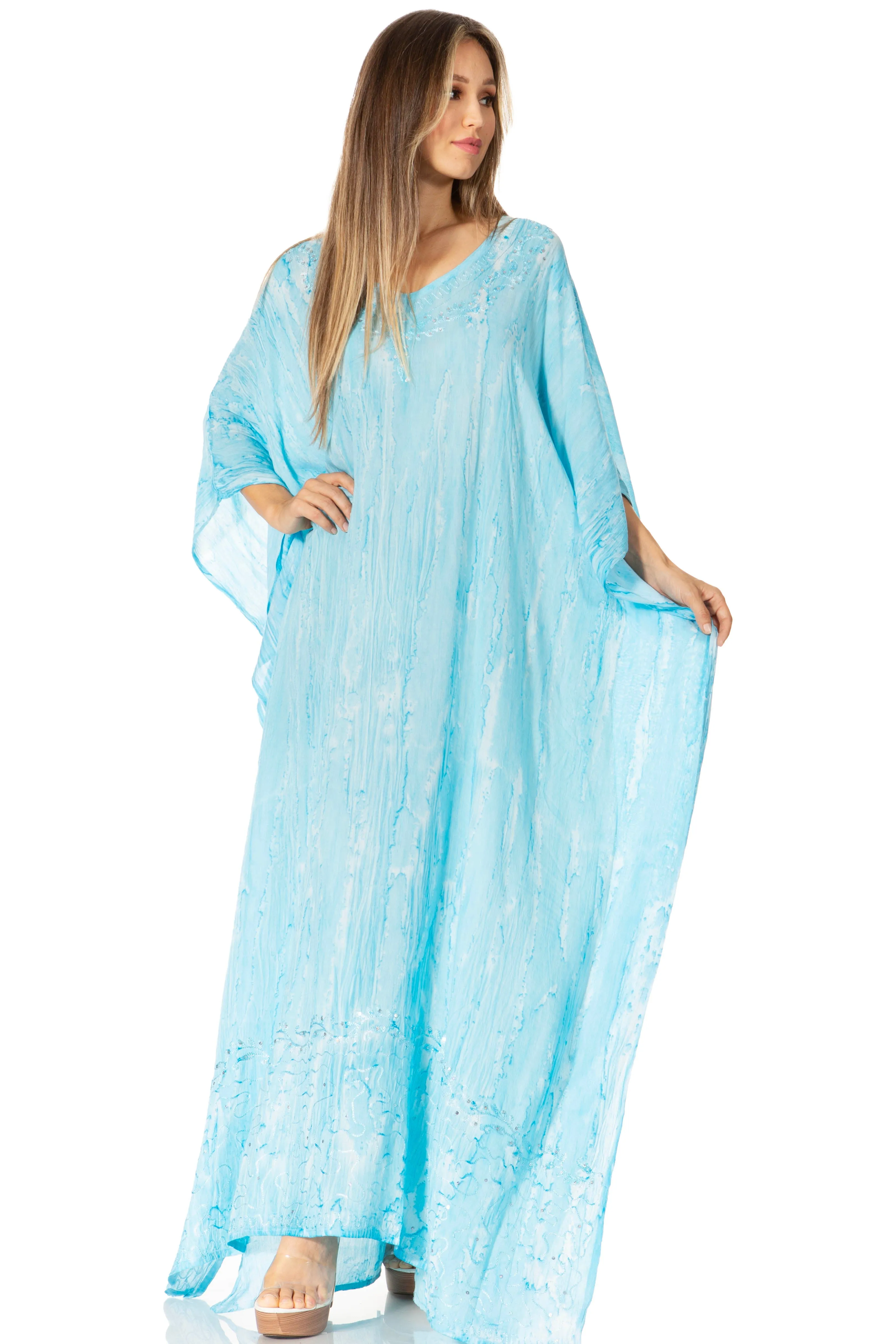 Sakkas Catia Women's Boho-Style Long Maxi Caftan for Lounging and Casual Wear