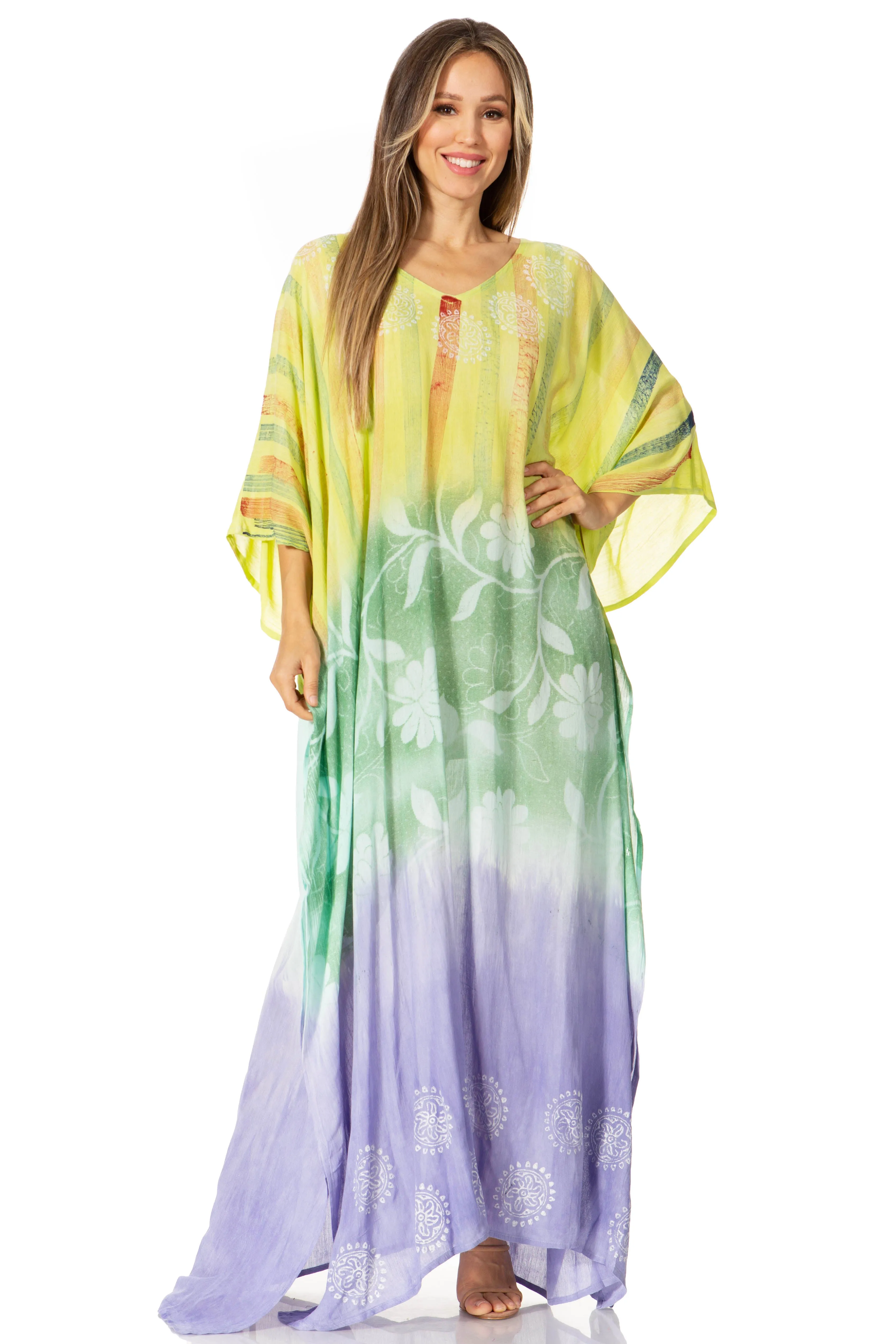 Sakkas Catia Women's Boho-Style Long Maxi Caftan for Lounging and Casual Wear