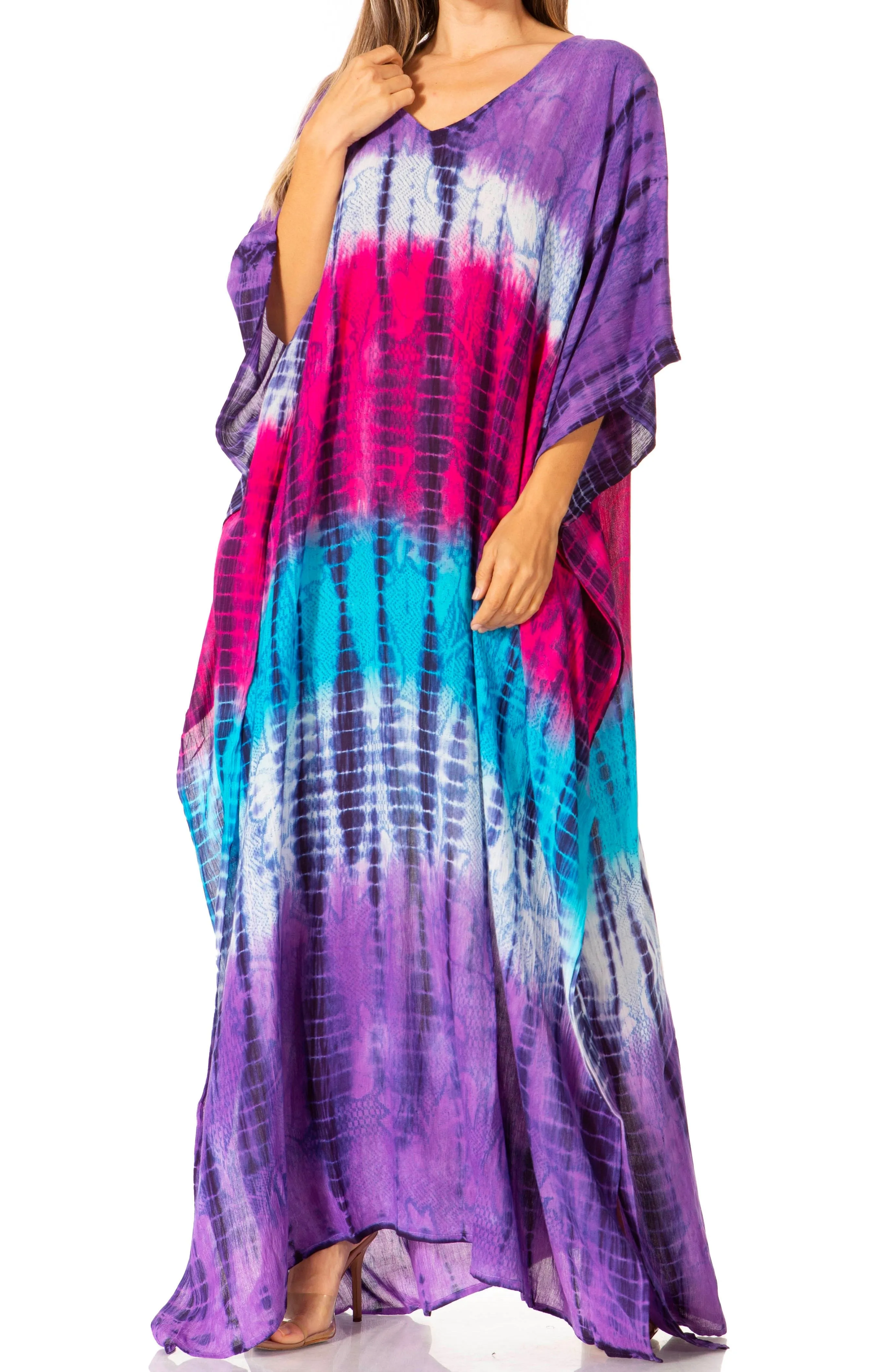 Sakkas Catia Women's Boho-Style Long Maxi Caftan for Lounging and Casual Wear