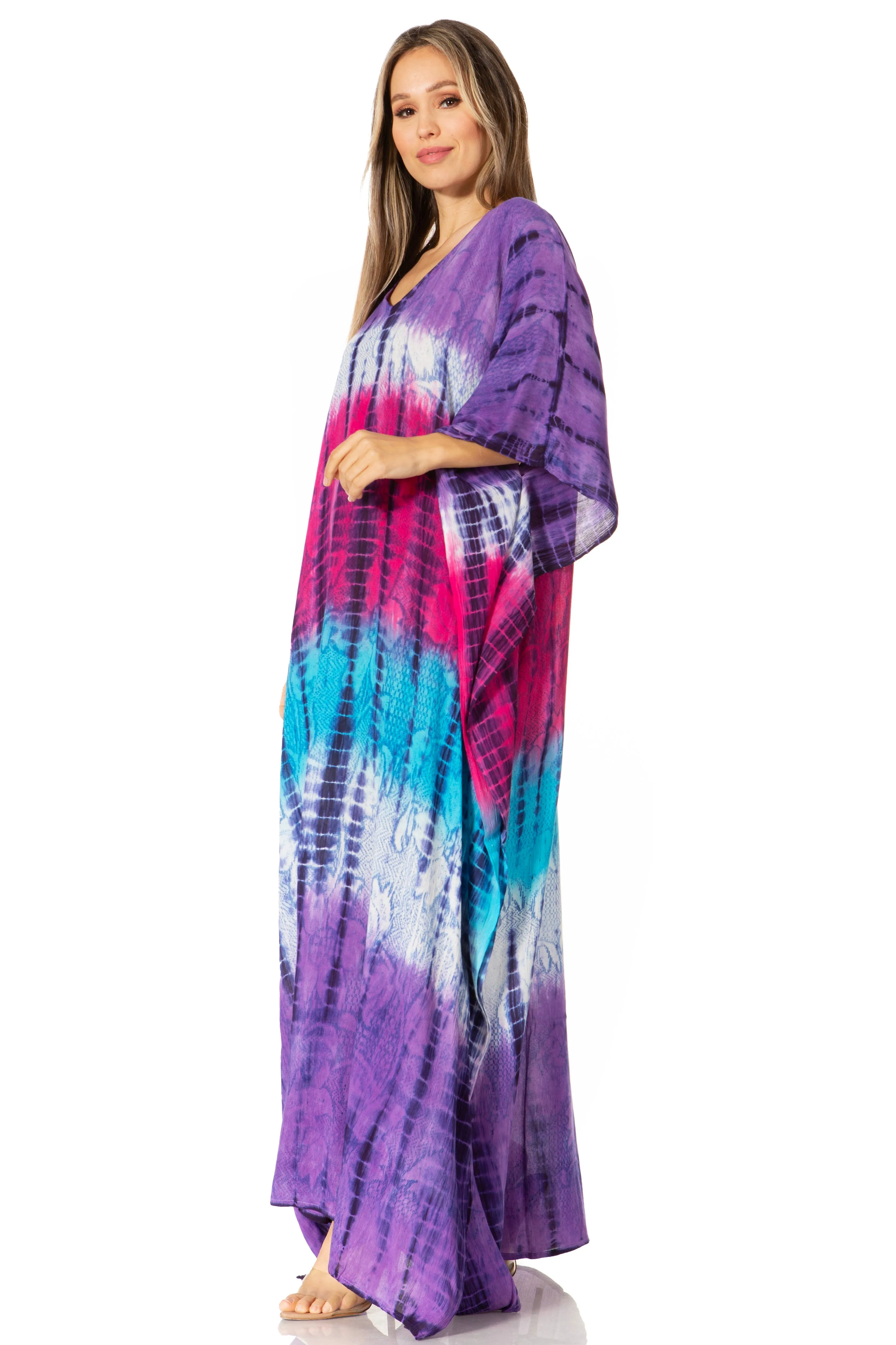 Sakkas Catia Women's Boho-Style Long Maxi Caftan for Lounging and Casual Wear