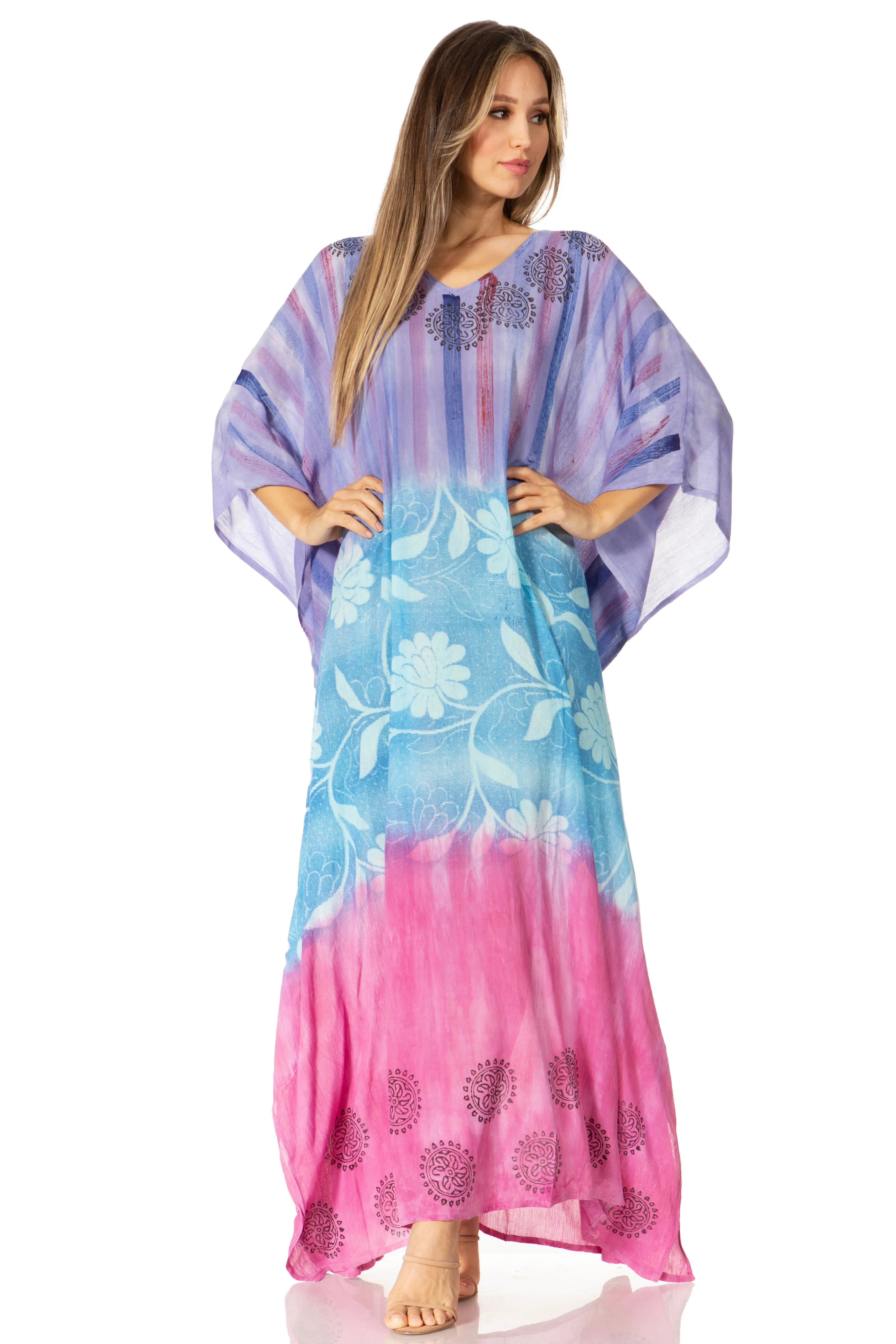 Sakkas Catia Women's Boho-Style Long Maxi Caftan for Lounging and Casual Wear