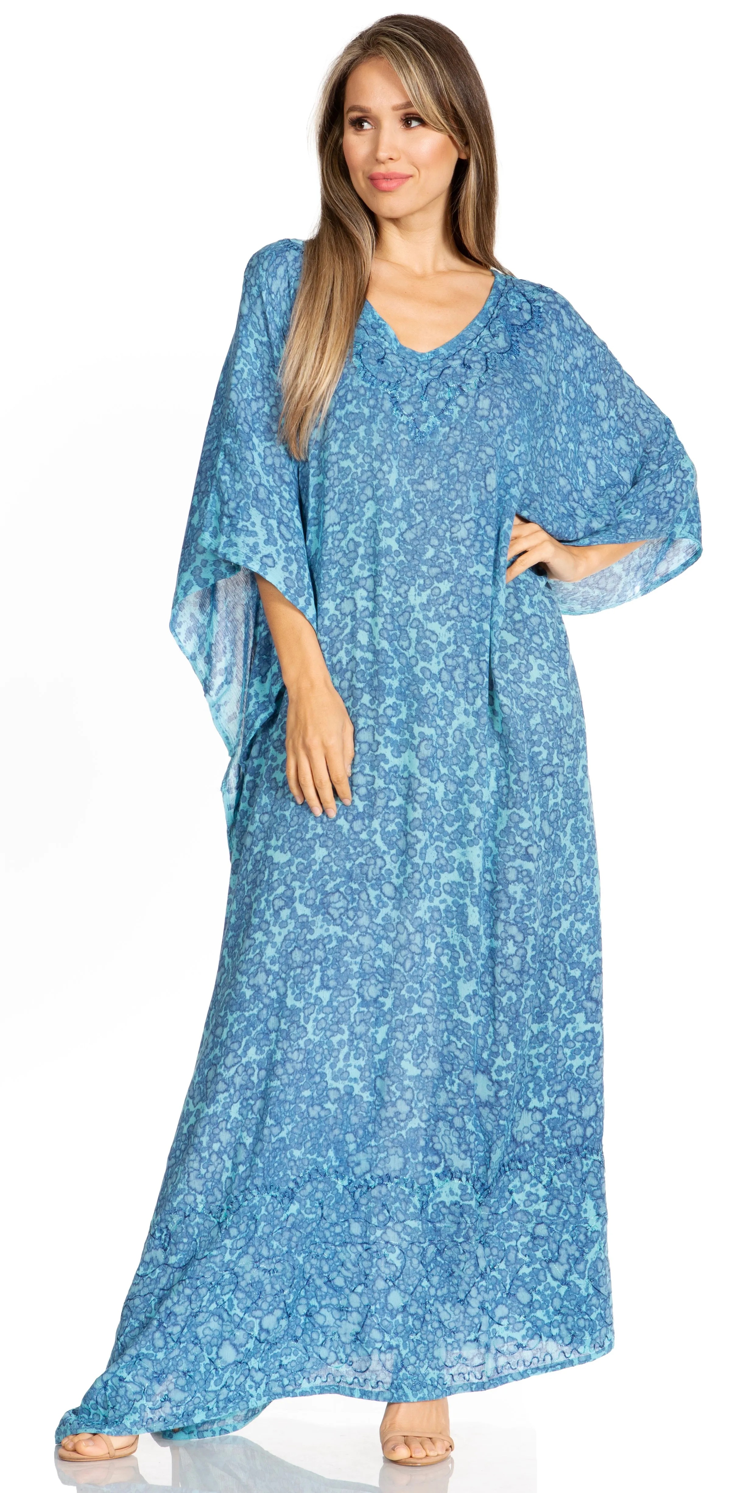 Sakkas Catia Women's Boho-Style Long Maxi Caftan for Lounging and Casual Wear