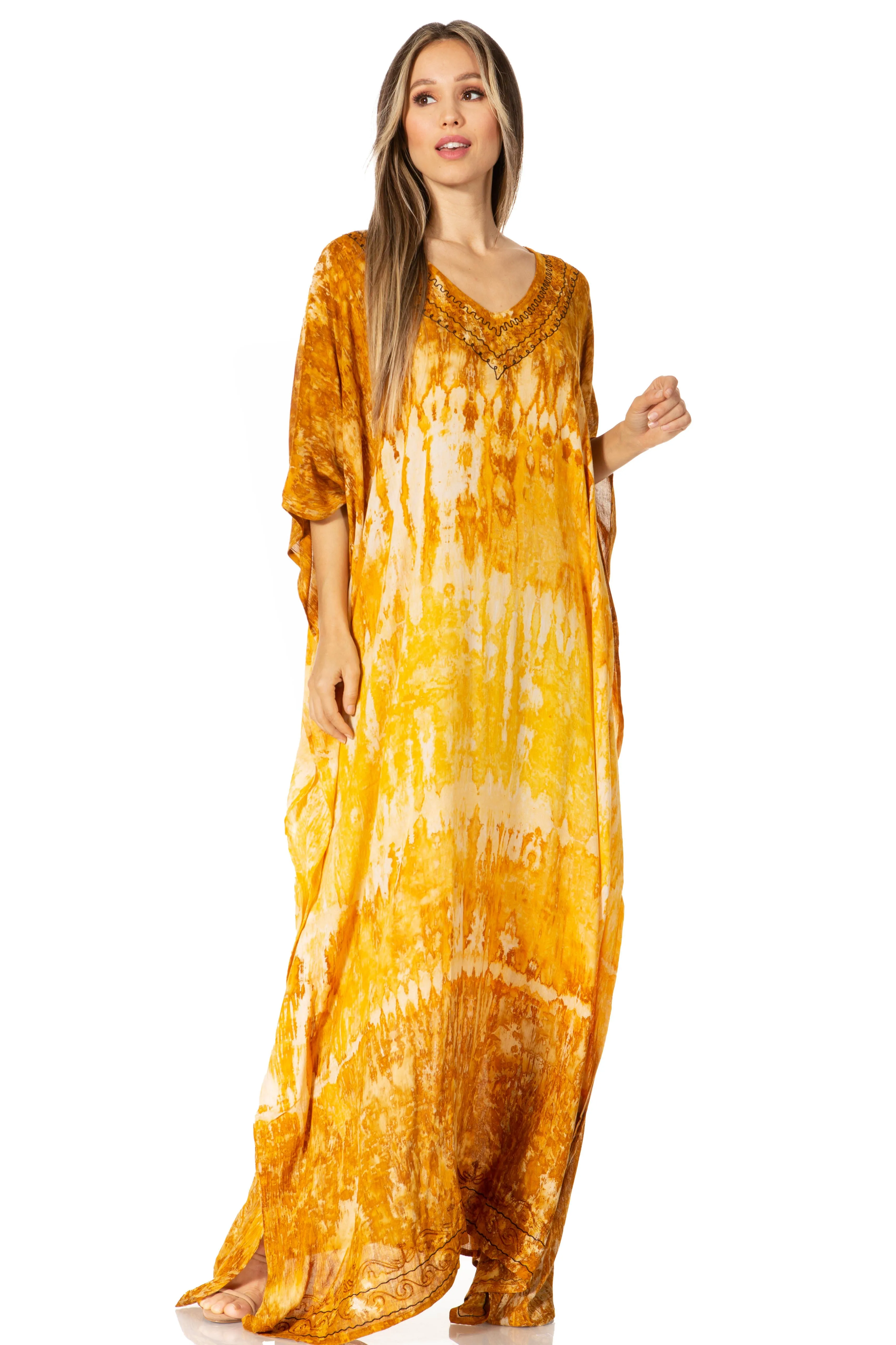 Sakkas Catia Women's Boho-Style Long Maxi Caftan for Lounging and Casual Wear