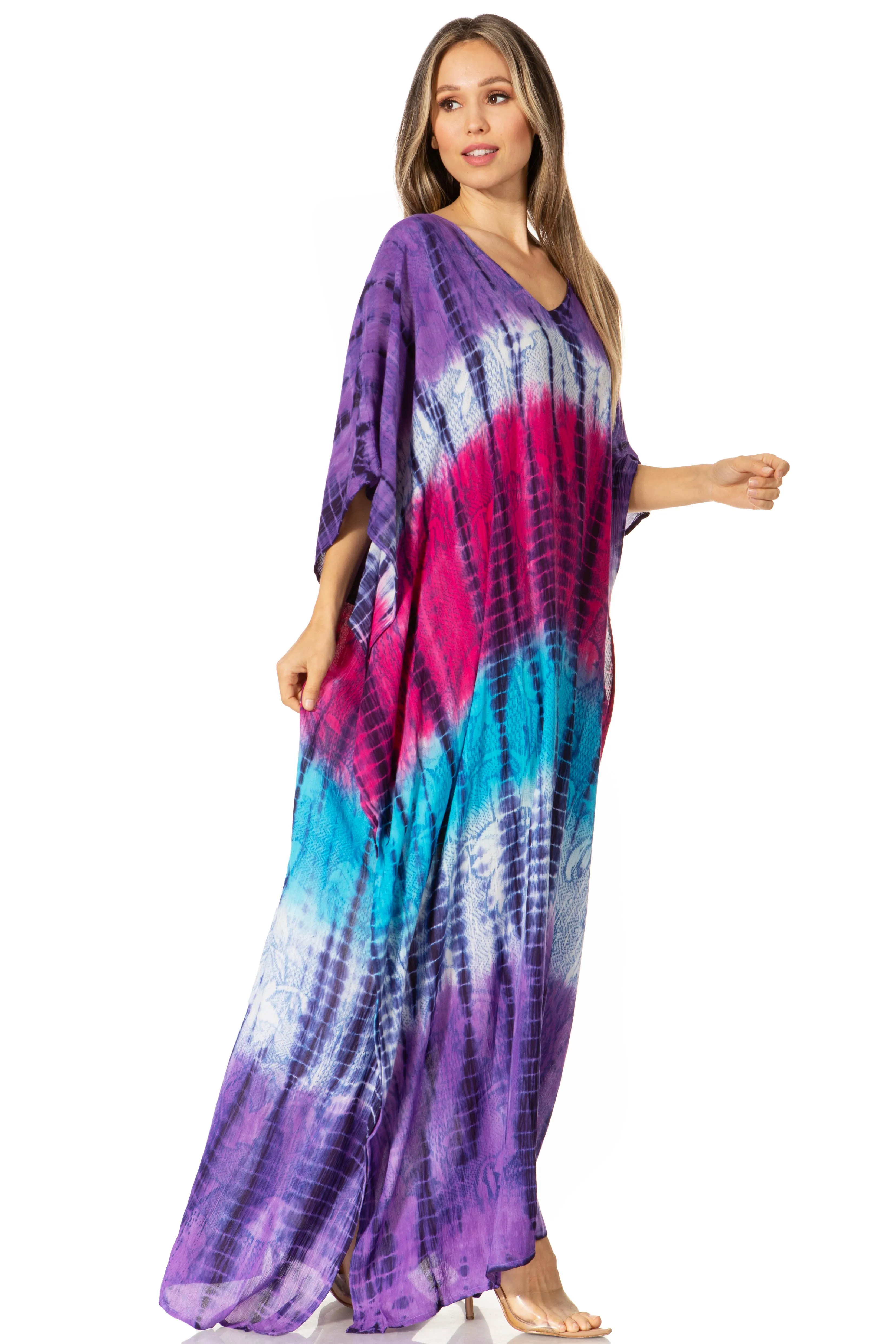 Sakkas Catia Women's Boho-Style Long Maxi Caftan for Lounging and Casual Wear