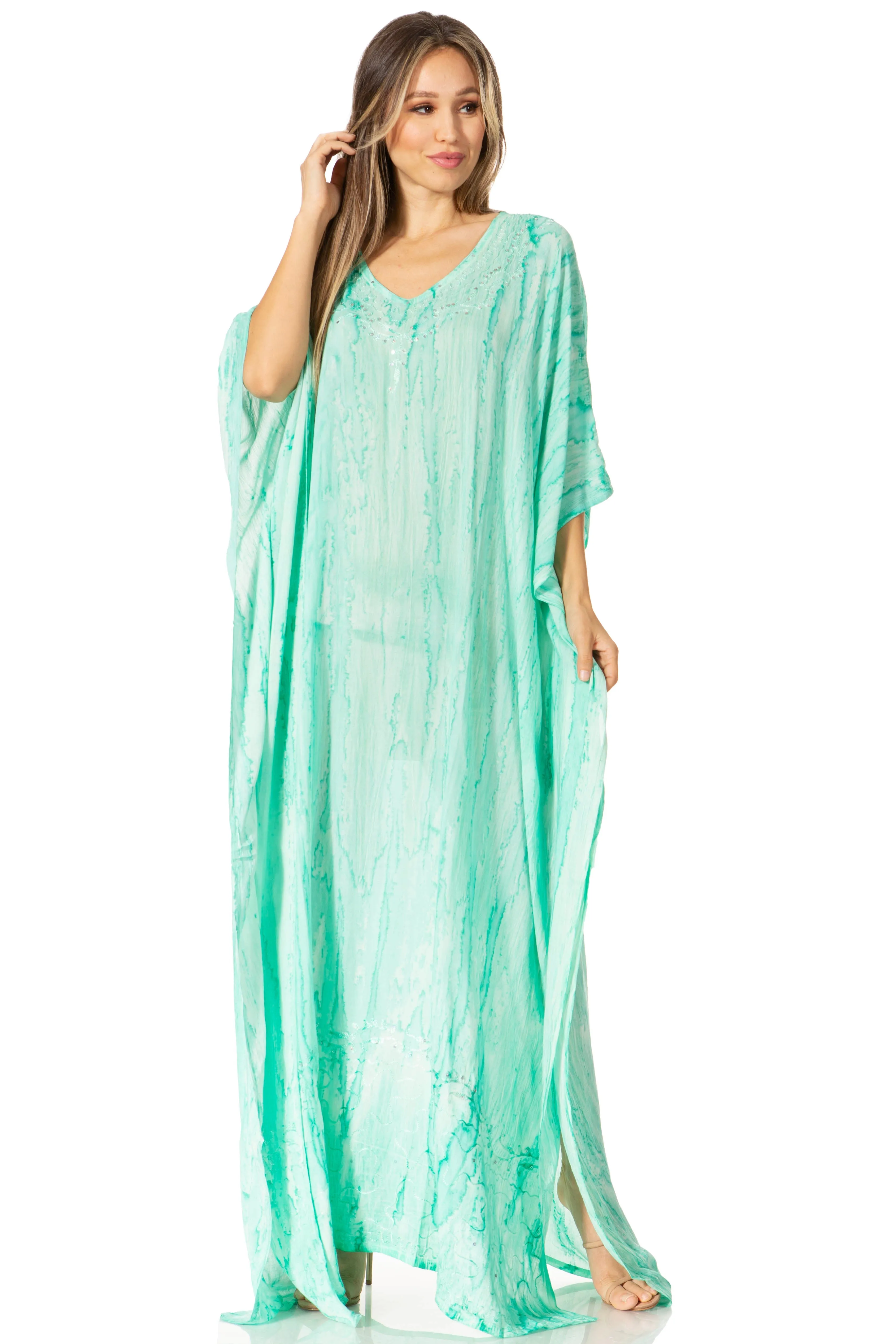 Sakkas Catia Women's Boho-Style Long Maxi Caftan for Lounging and Casual Wear