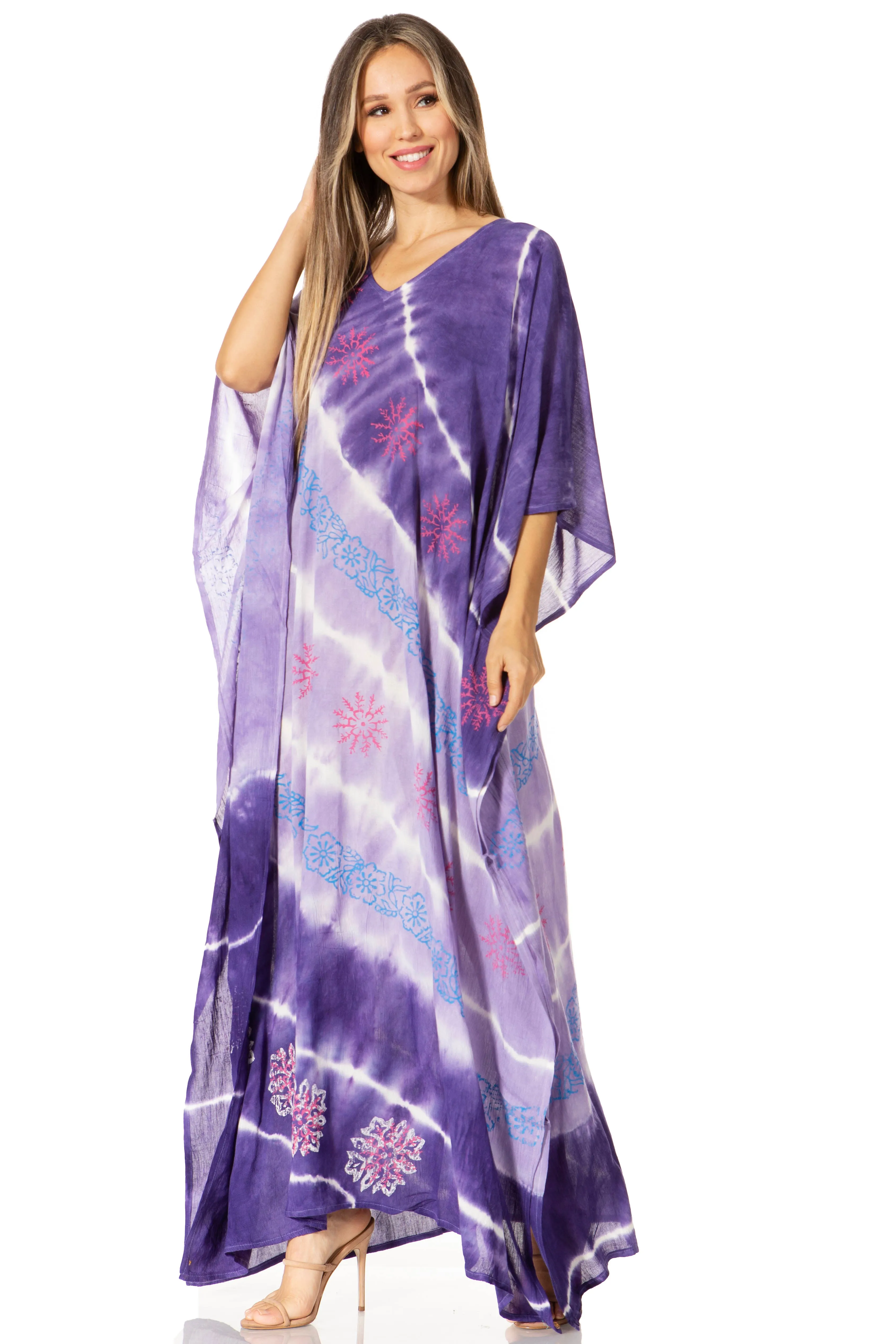 Sakkas Catia Women's Boho-Style Long Maxi Caftan for Lounging and Casual Wear