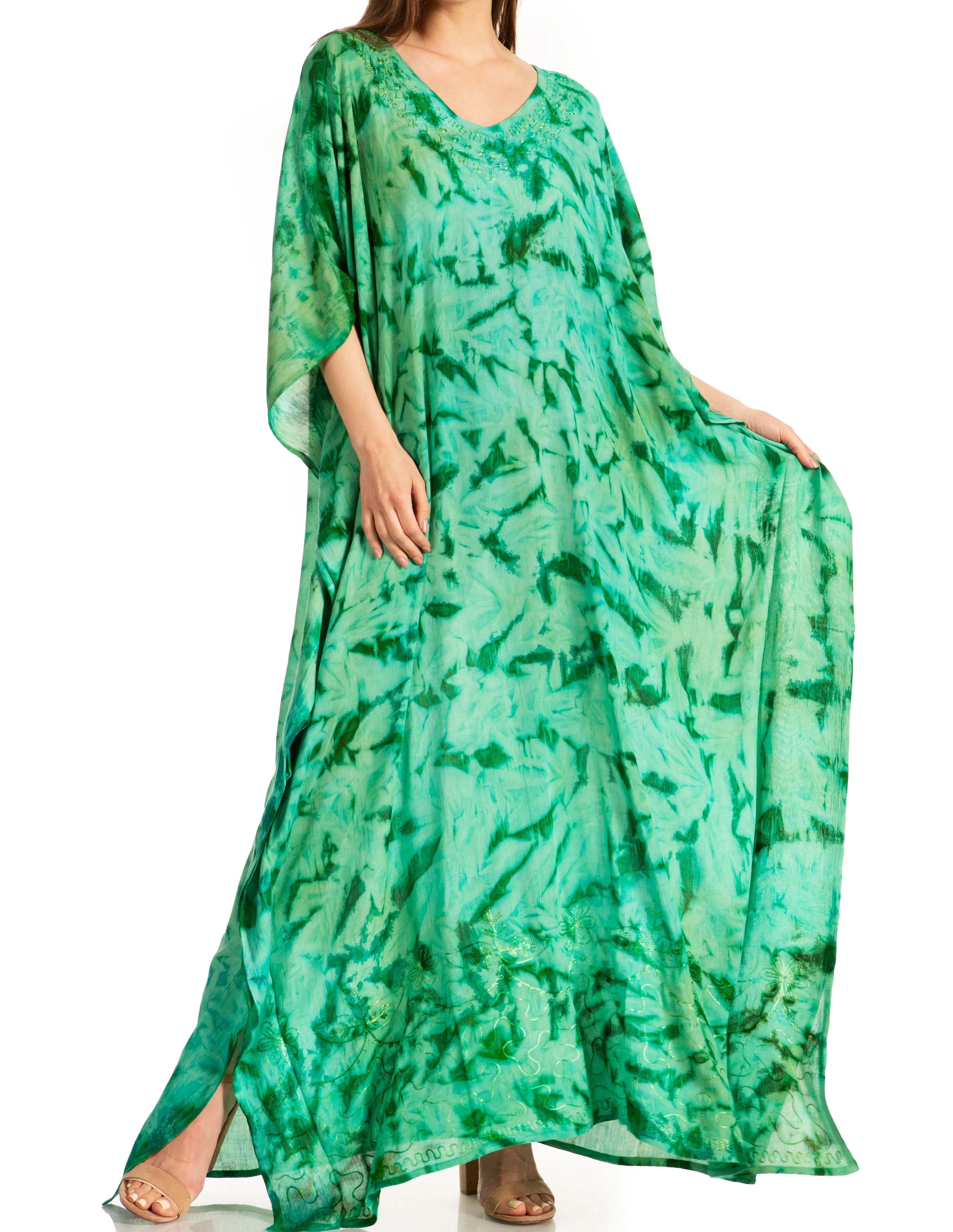 Sakkas Catia Women's Boho-Style Long Maxi Caftan for Lounging and Casual Wear