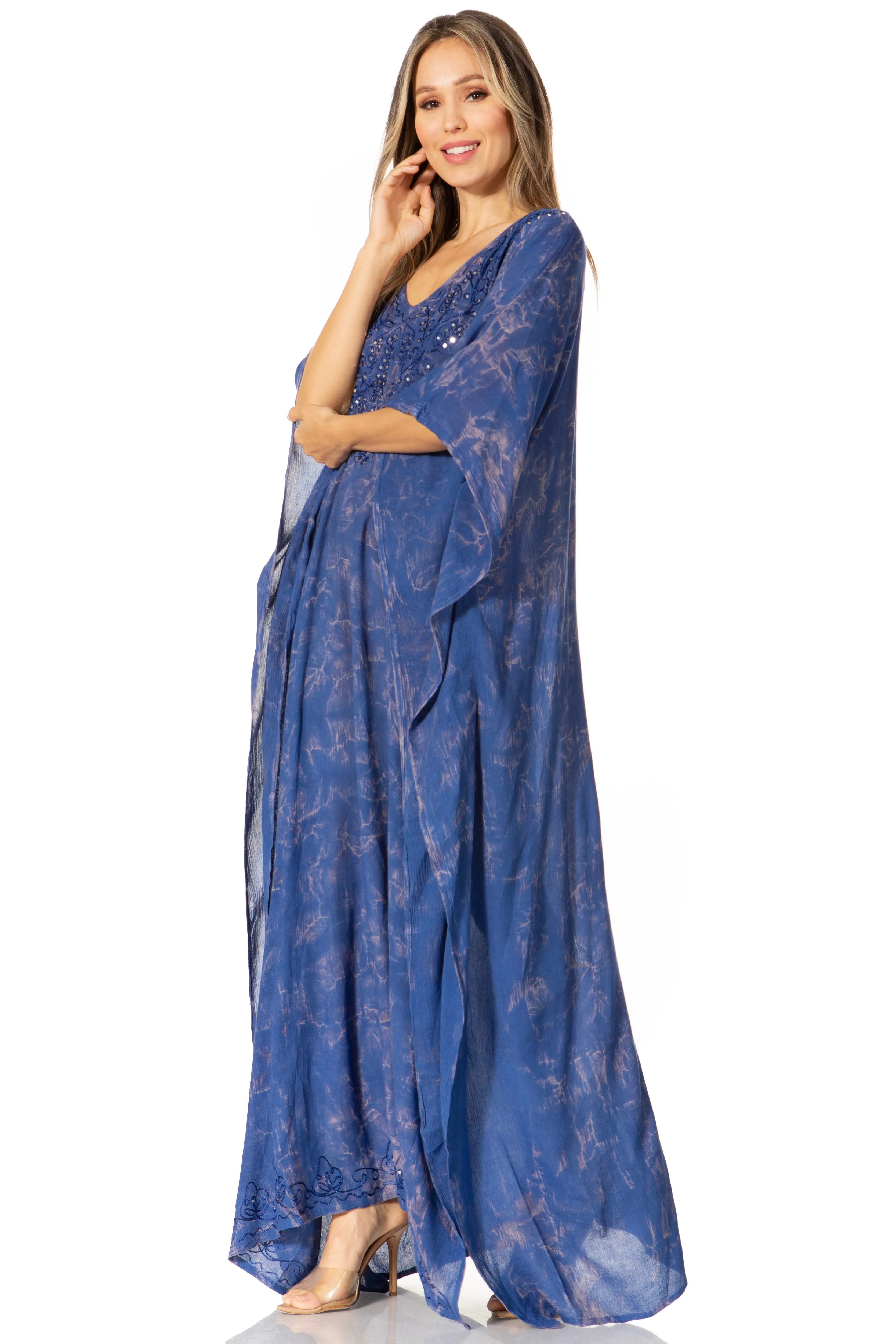 Sakkas Catia Women's Boho-Style Long Maxi Caftan for Lounging and Casual Wear