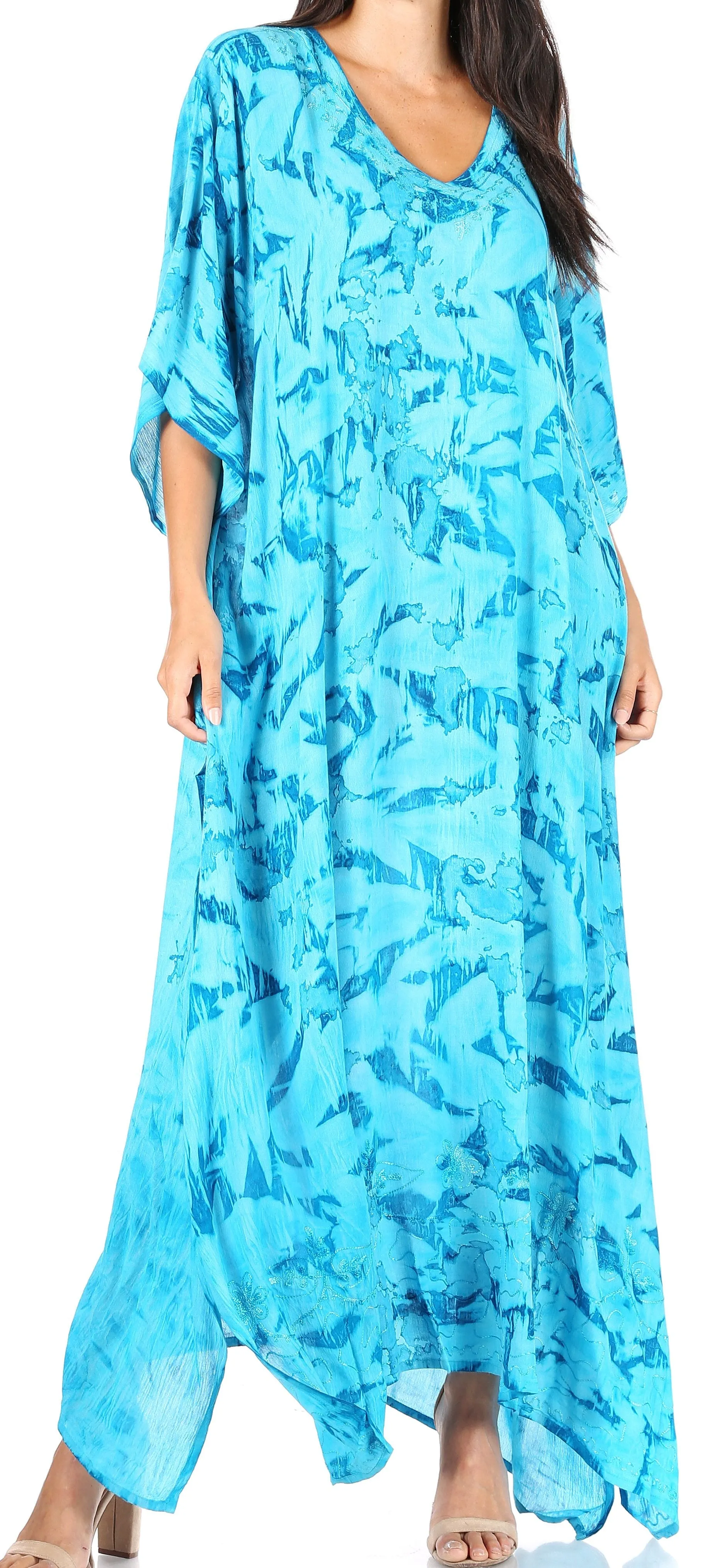 Sakkas Catia Women's Boho-Style Long Maxi Caftan for Lounging and Casual Wear