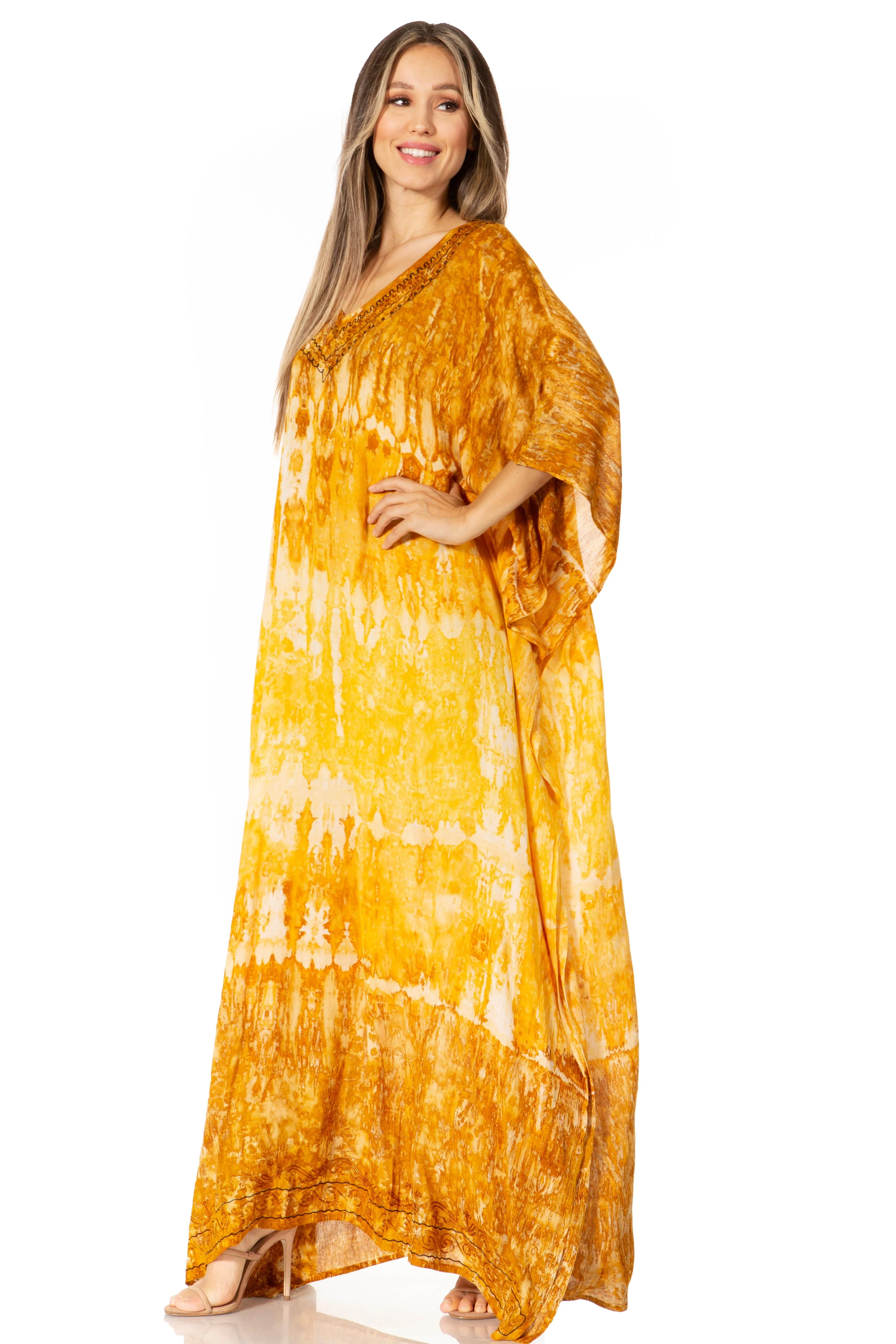 Sakkas Catia Women's Boho-Style Long Maxi Caftan for Lounging and Casual Wear