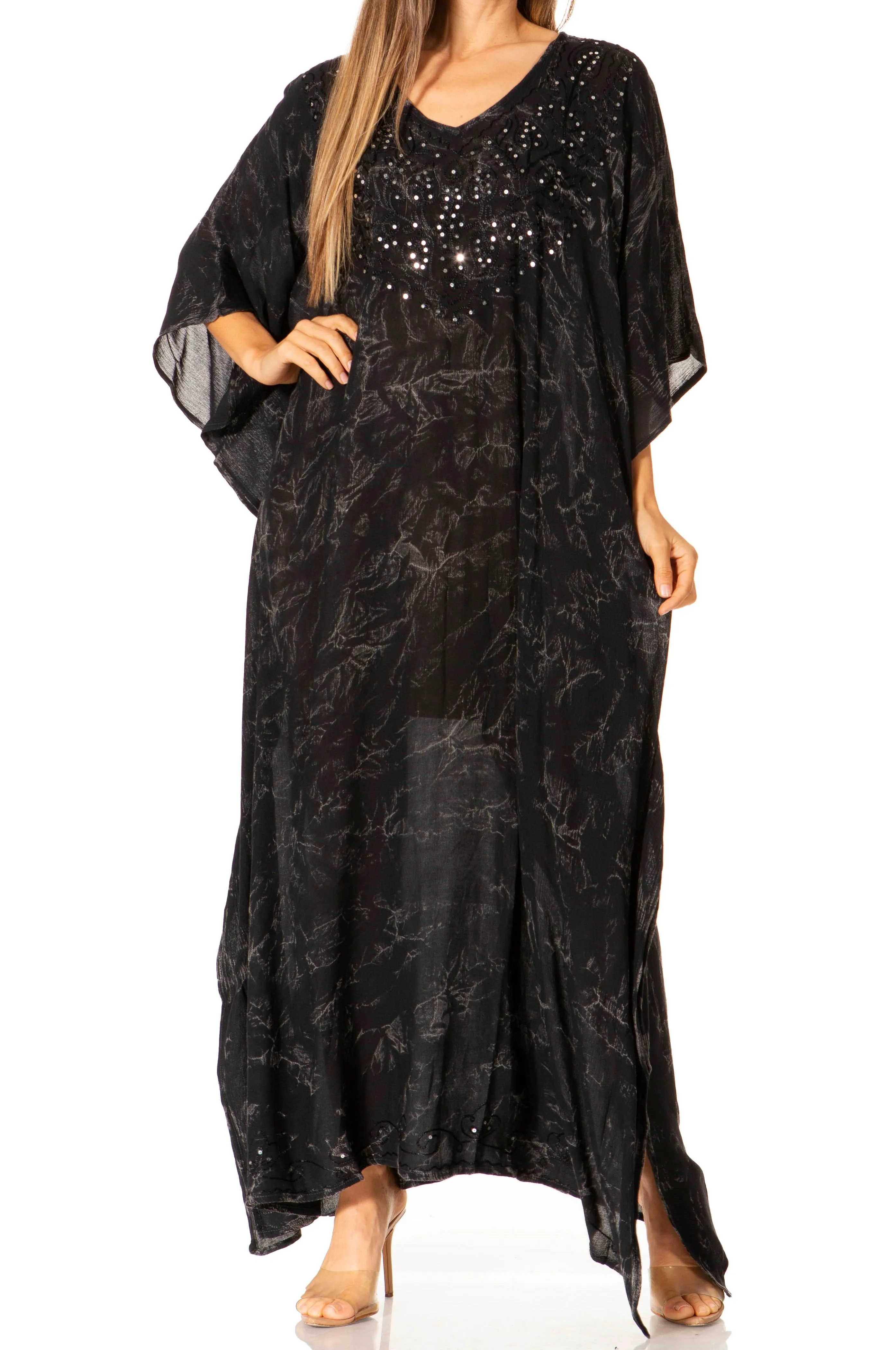 Sakkas Catia Women's Boho-Style Long Maxi Caftan for Lounging and Casual Wear