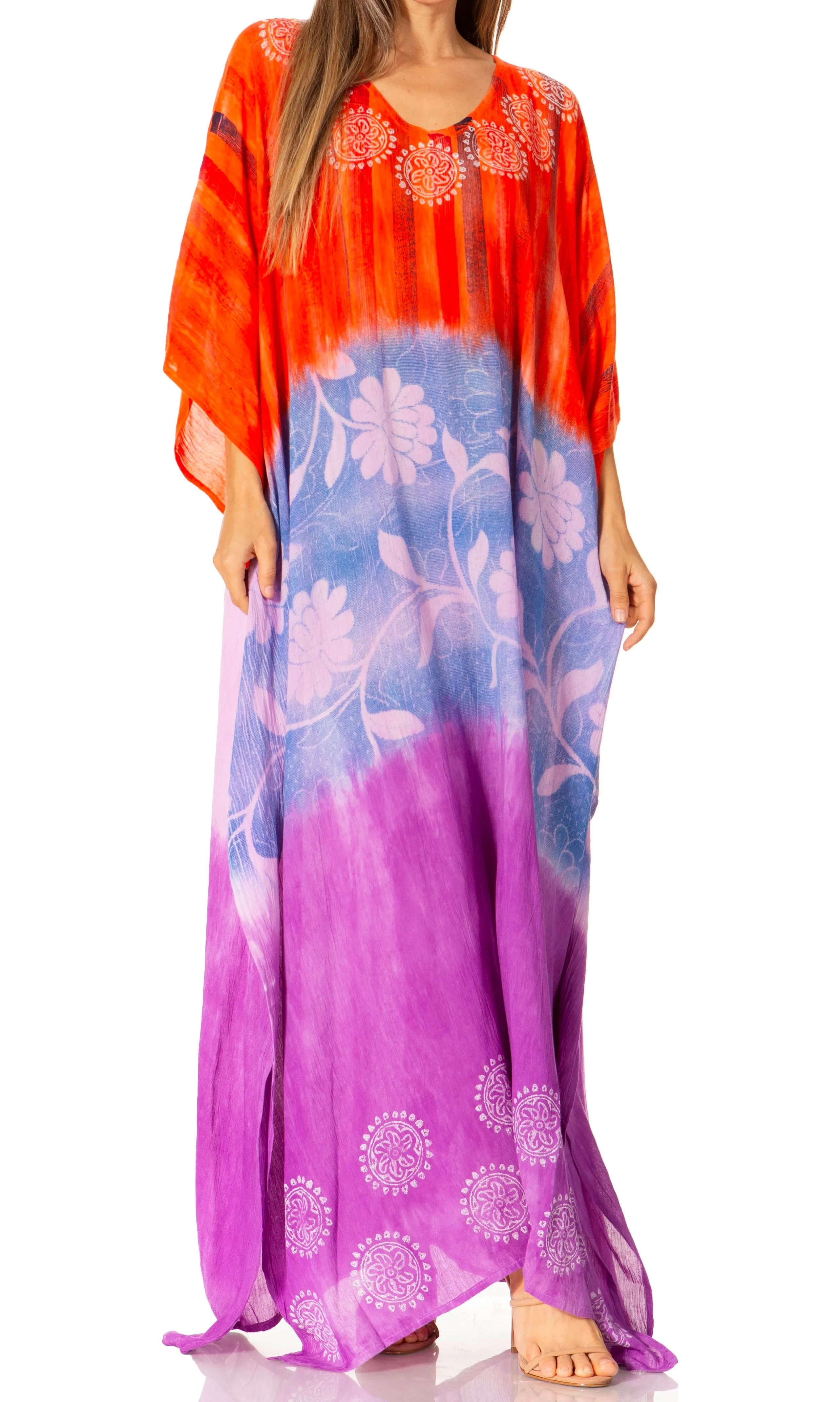 Sakkas Catia Women's Boho-Style Long Maxi Caftan for Lounging and Casual Wear