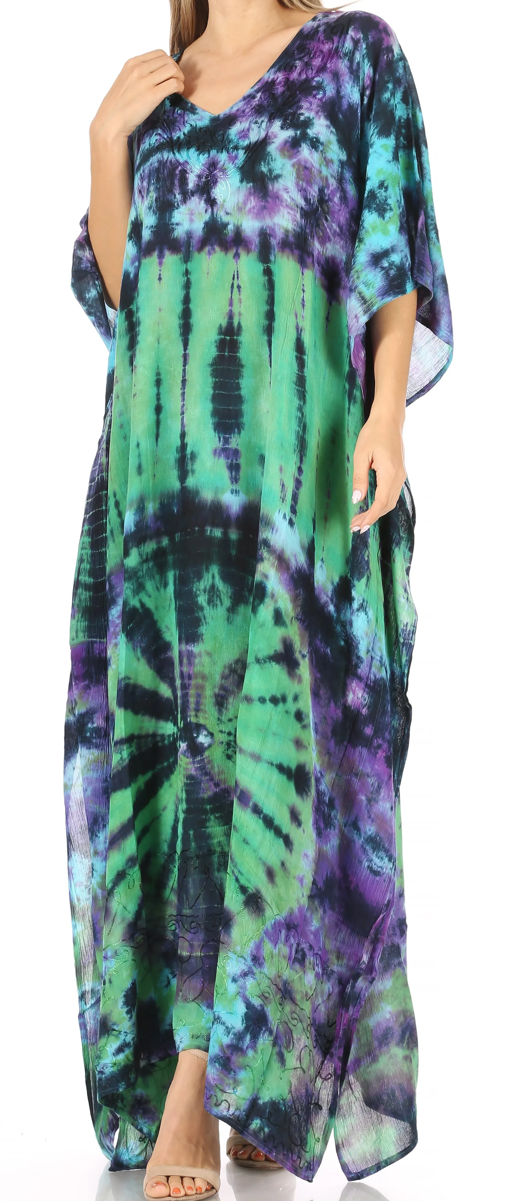 Sakkas Catia Women's Boho-Style Long Maxi Caftan for Lounging and Casual Wear