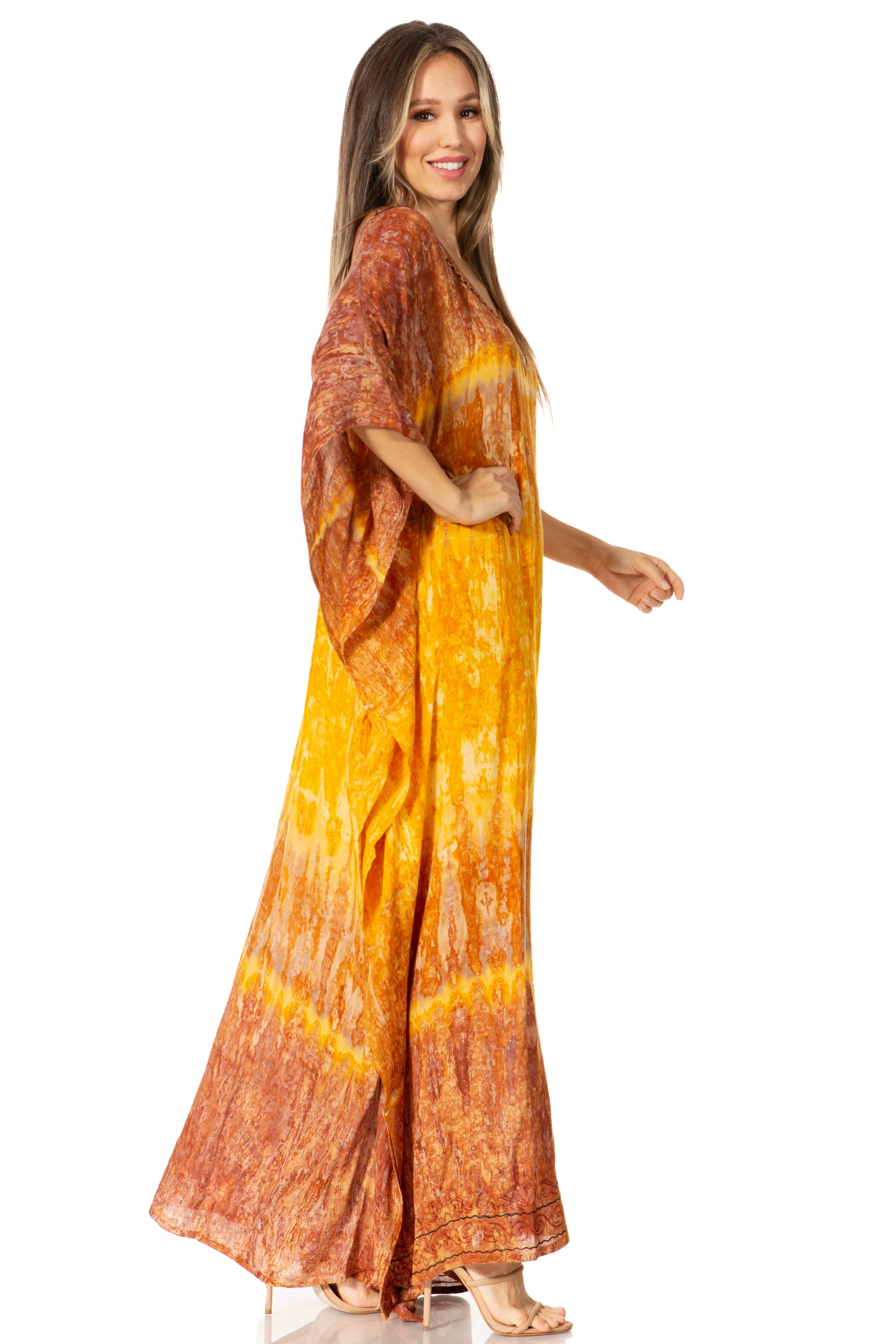 Sakkas Catia Women's Boho-Style Long Maxi Caftan for Lounging and Casual Wear