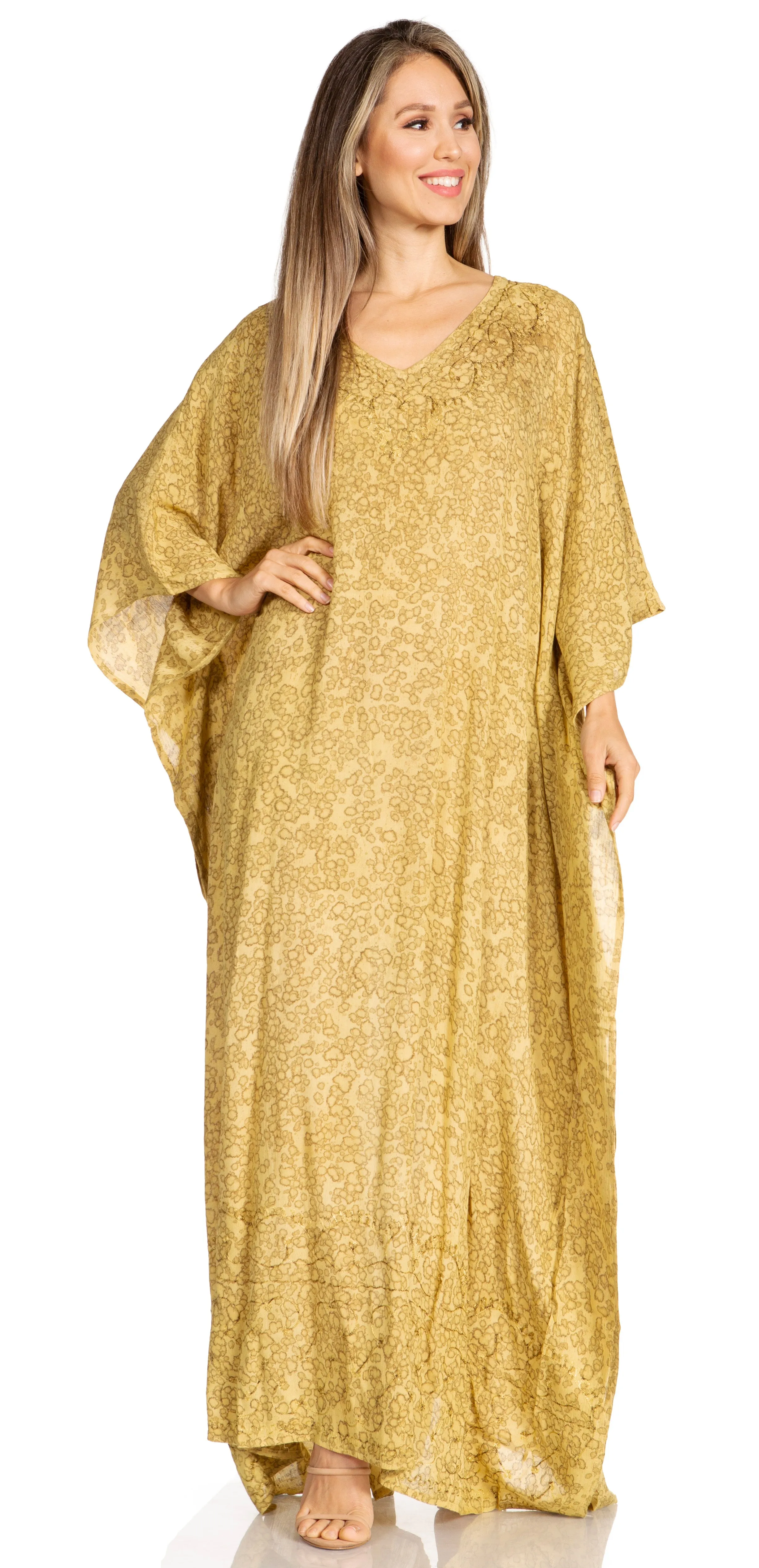 Sakkas Catia Women's Boho-Style Long Maxi Caftan for Lounging and Casual Wear